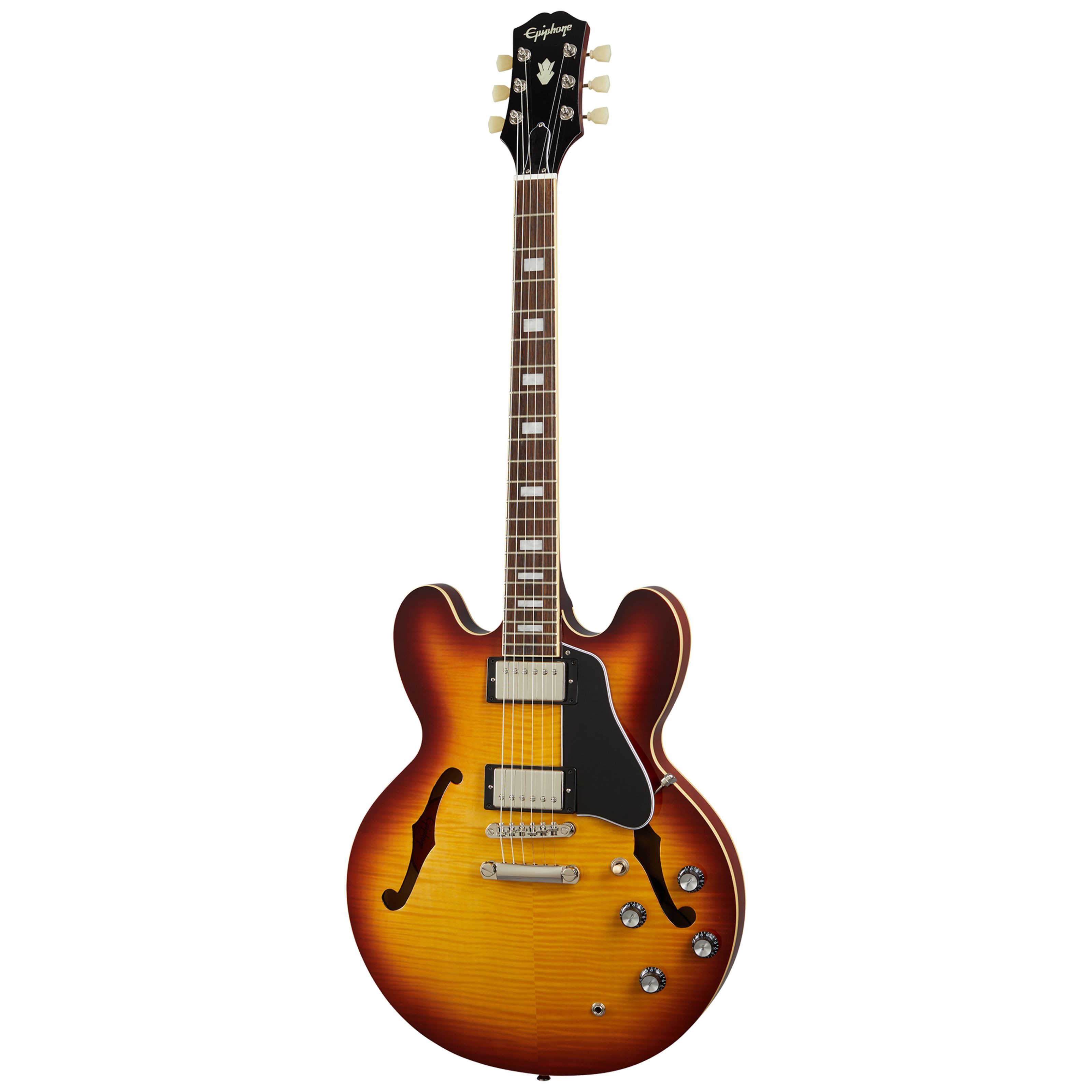 Epiphone Halbakustik-Gitarre, Halb-Akustik Gitarren, Semi Hollow-Modelle, ES-335 Figured Raspberry Tea Burst - Halbakustik Gitarre