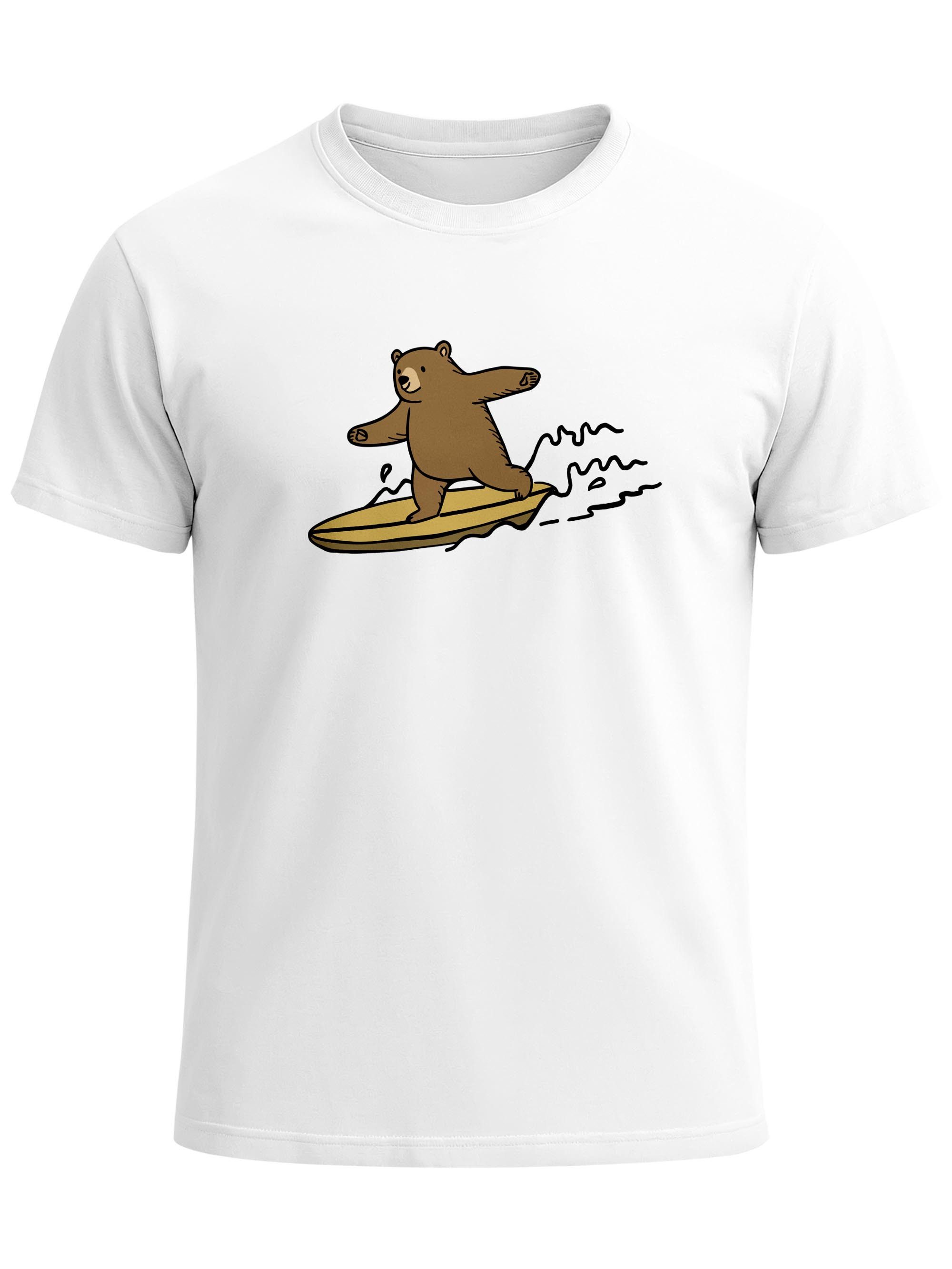 Neverless Print-Shirt Herren T-Shirt Bär Print Surfer Surfboard Sommer Printshirt mit Print