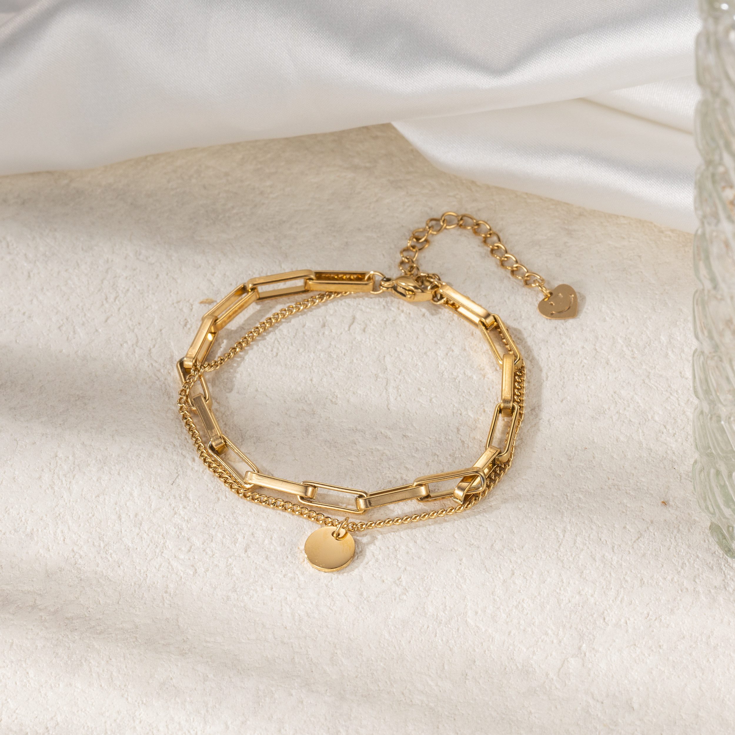 RAIKOU Armband DOUBLE-LAYER DISC Edelstahl Armband (doppellagigen Kettendes günstig online kaufen