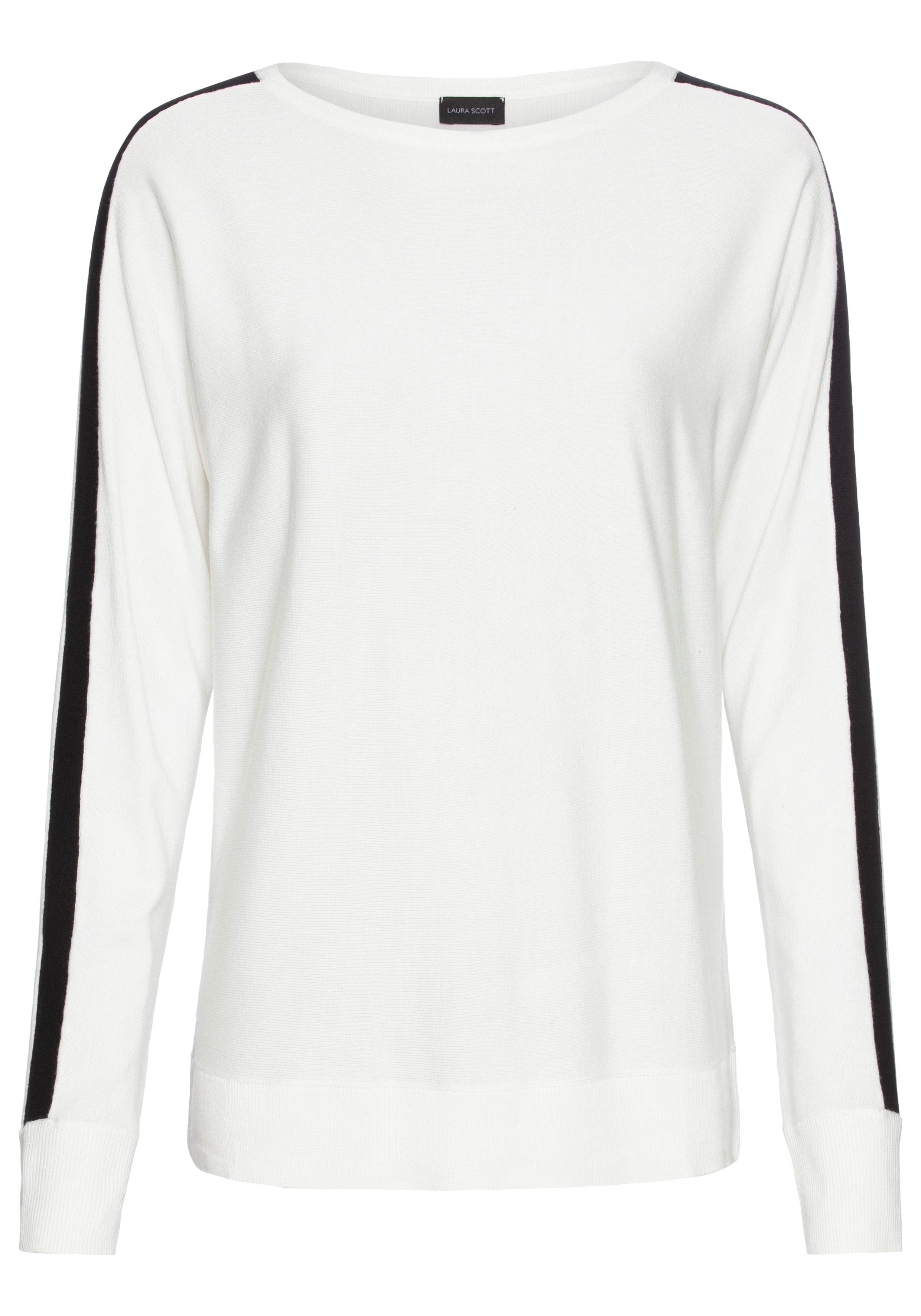 Laura Scott Strickpullover mit farblich abgesetzten Kontraststreifen. Reduzierter Preis € 32,99. Unverbindliche Preisempfehlung € 39,99, (€ 32,99 pro 1 Stk)