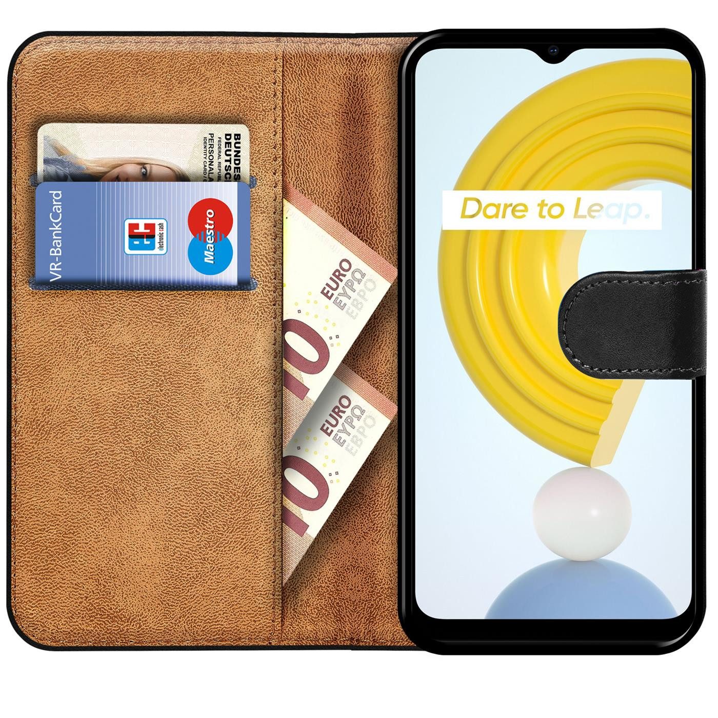 CoolGadget Handyhülle Wallet Klapp Tasche Book Case für Realme C11 6,5 Zoll, Hülle Klapphülle Flip Cover Etui Schutzhülle