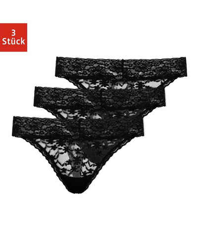 SNOCKS Tanga Unterwäsche Damen String Unterhosen (3-St) vollständig aus Spitze, Zwickel aus 100% Bio-Baumwolle