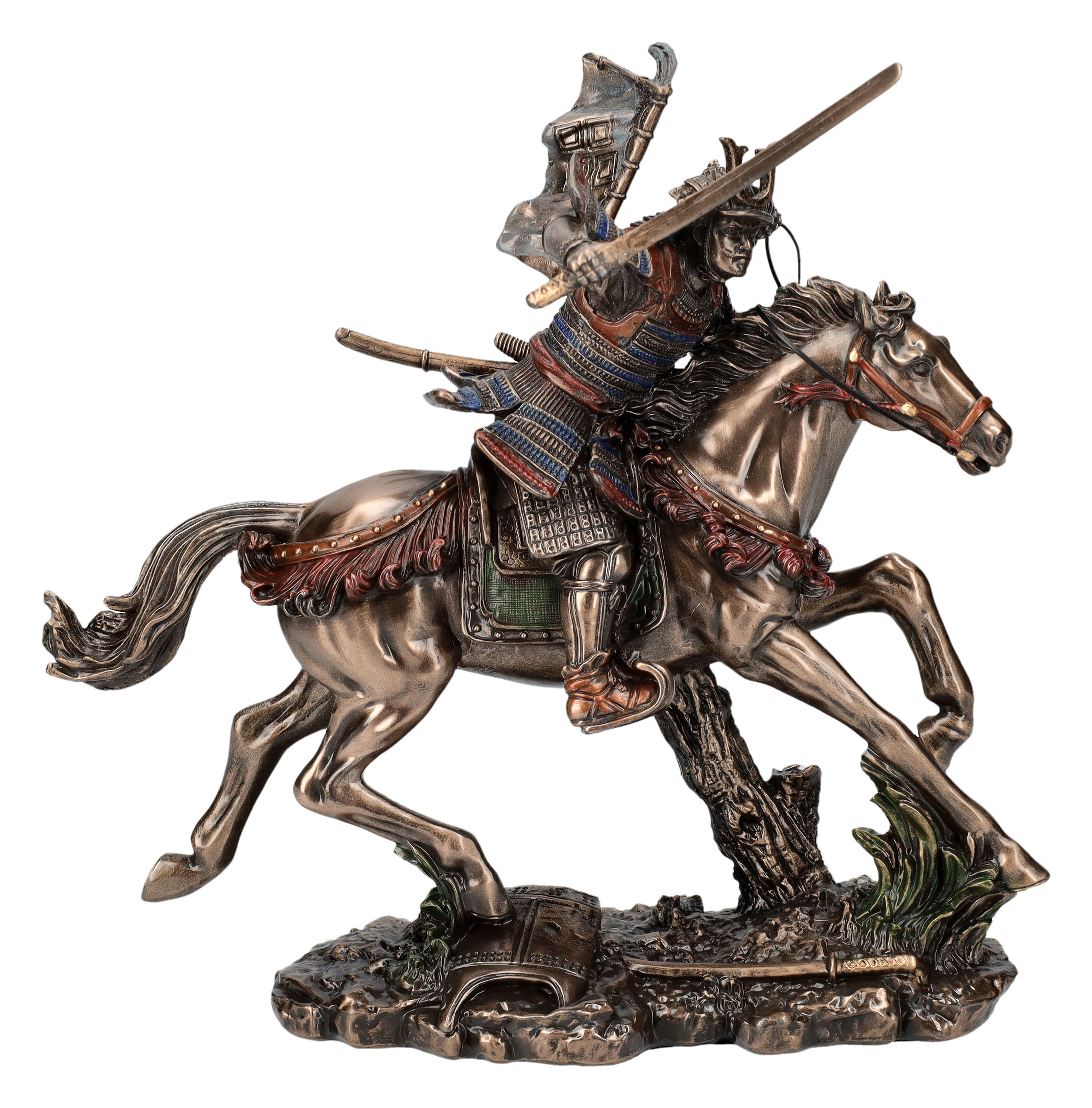Dekofigur Samurai Figur - Krieger reitend mit Schwert - Veronese - Soldat Deko