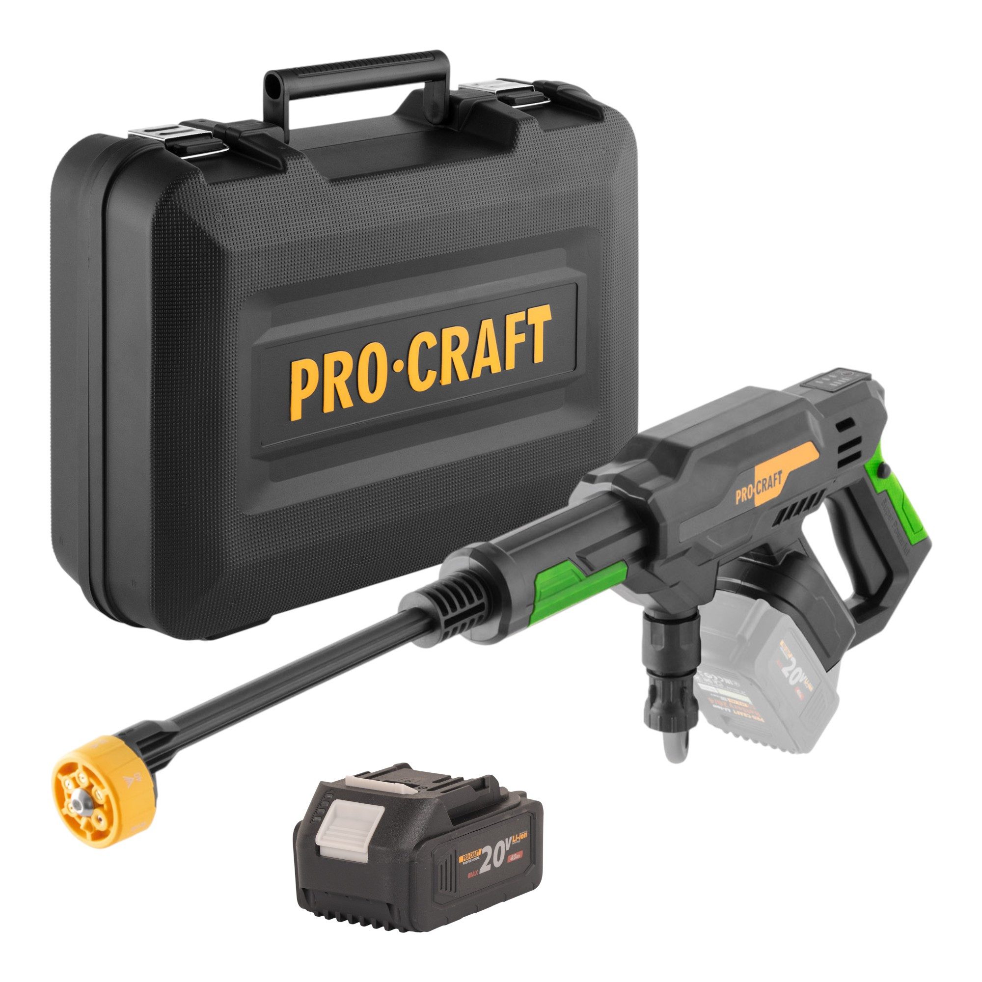 PRO CRAFT Hochdruckreiniger CW20bb 20 V 30 bar 180 l/h + 1x Akku 4,0 Ah + Koffer - ohne Ladegerät