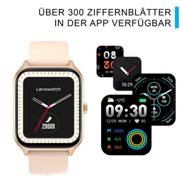 Levowatch LPro Smartwatch (5 cm/1,96 Zoll), Fitness Tracker Uhr, inkl. Telefonfunktion und Musikplayer, KI-Stimmerkennung, HD Display, Damen