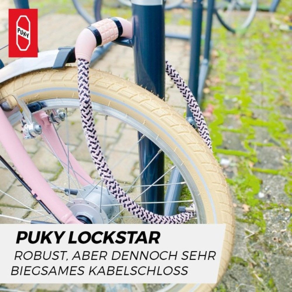 Puky Kabelschloss Safety, "LOCKSTAR" Fahrrad Kabelschloss, Nummernschloss, retro rose