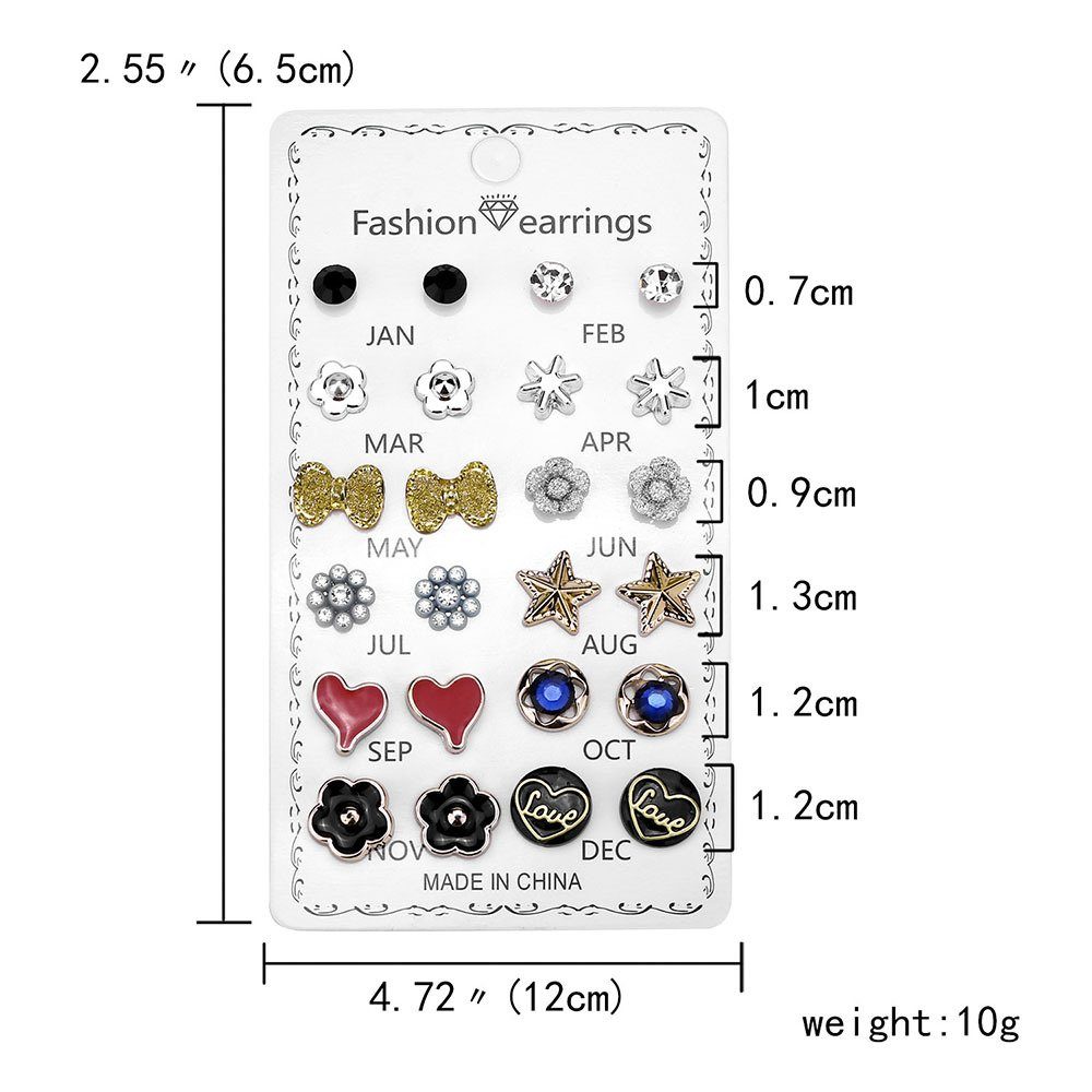 12 Paar Geometrische Blusmart 6 Ohrringe Ohrring-Set Personalisierte Zarte, Ohrstecker,