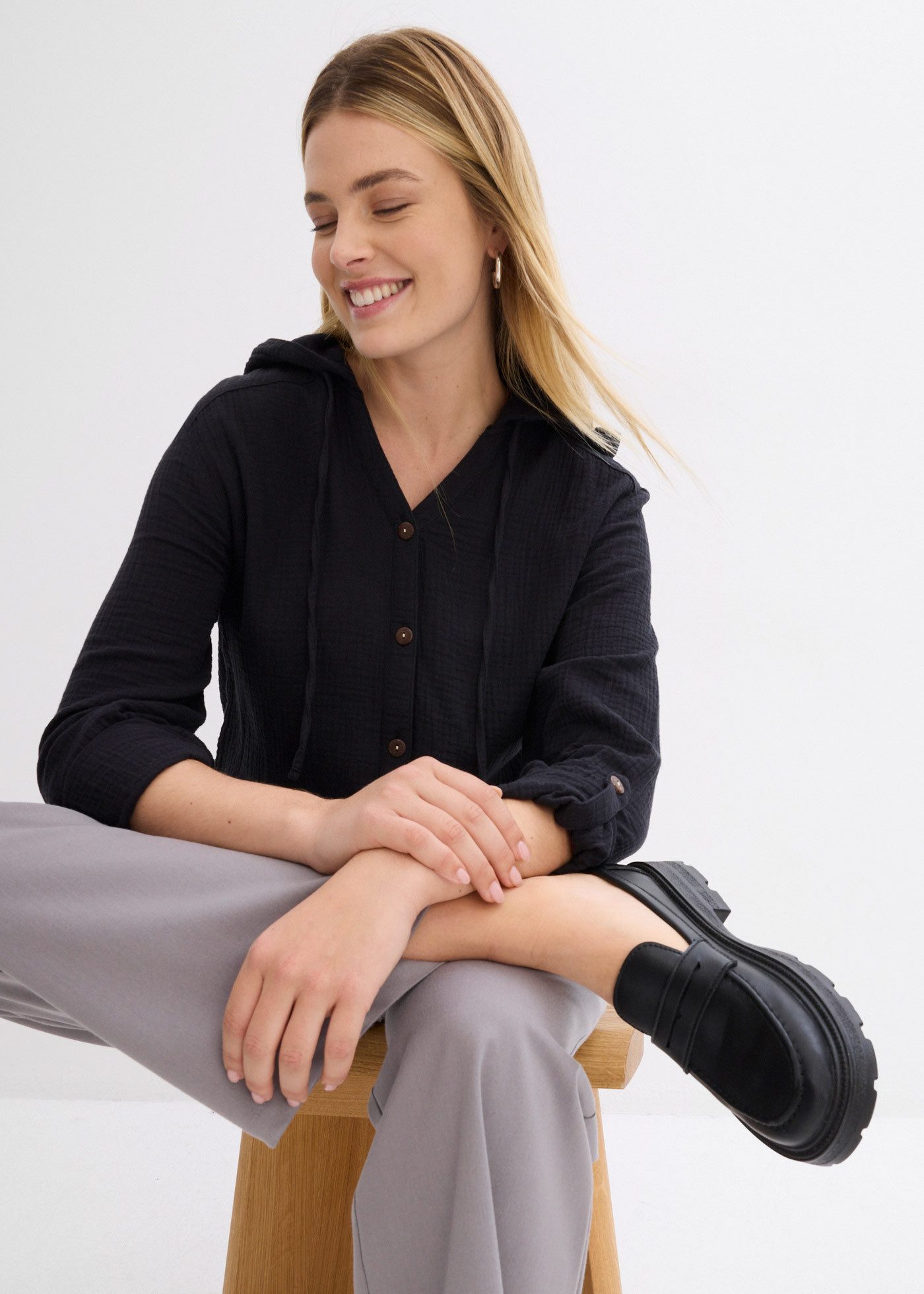 bonprix Schlupfbluse (1-tlg) Loose fit, für Frühling und Sommer, aus Baumwo günstig online kaufen
