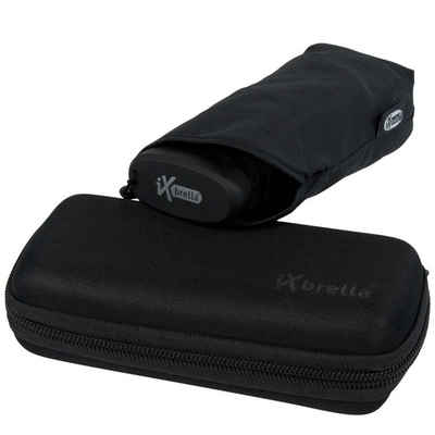 iX-brella Taschenregenschirm Ultra Mini 15 cm winziger Schirm im Handy Format, ultra-klein, mit Softcase-Etui - schwarz
