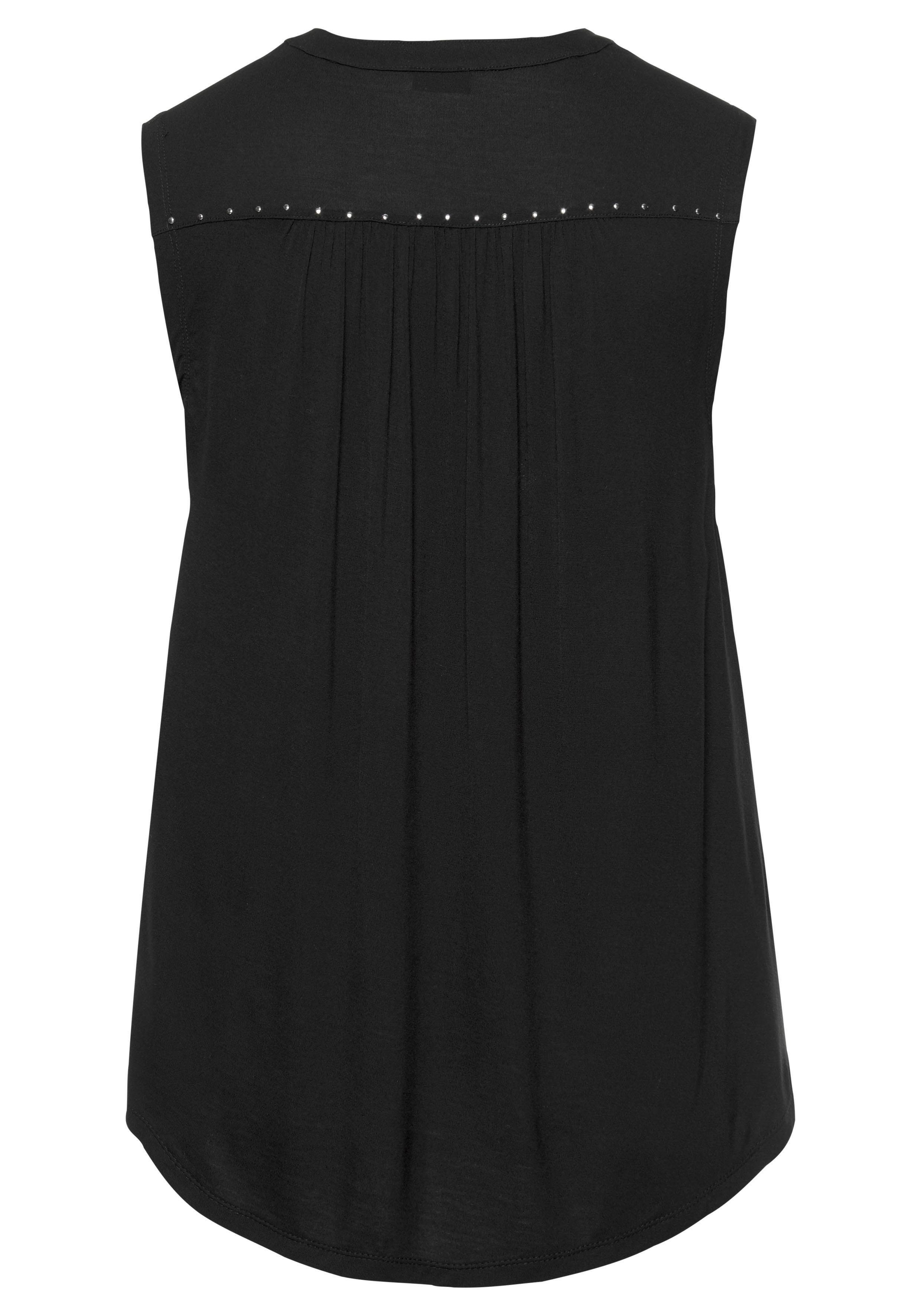 LASCANA Tanktop mit silberfarbenen Nietendetails, lockeres Blusentop