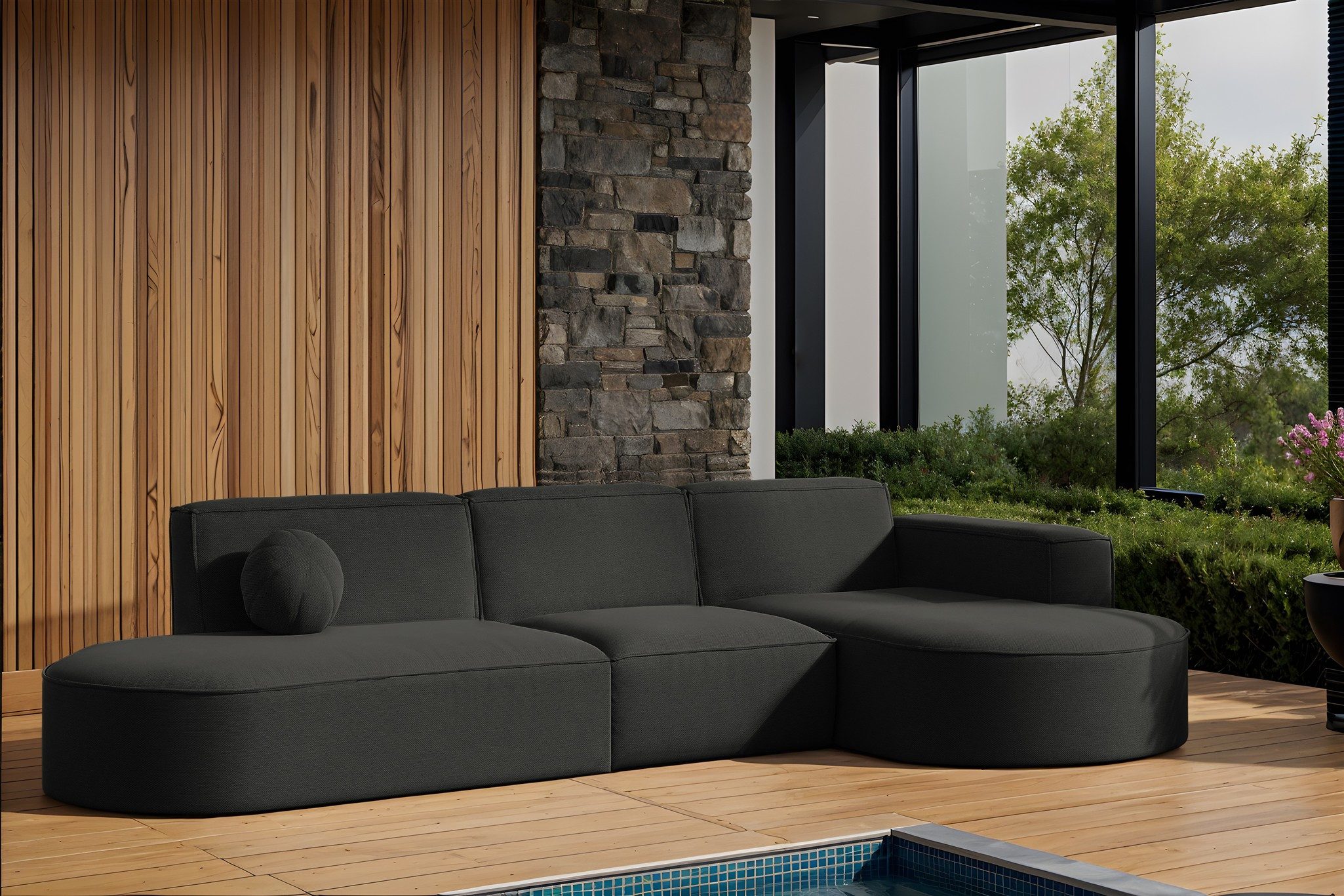 Fun Möbel Loungesofa Gartenmöbel Gartensofa Ecksofa SUNDAY, inkl. 1 Zierkissen, Wetterfester Stoff