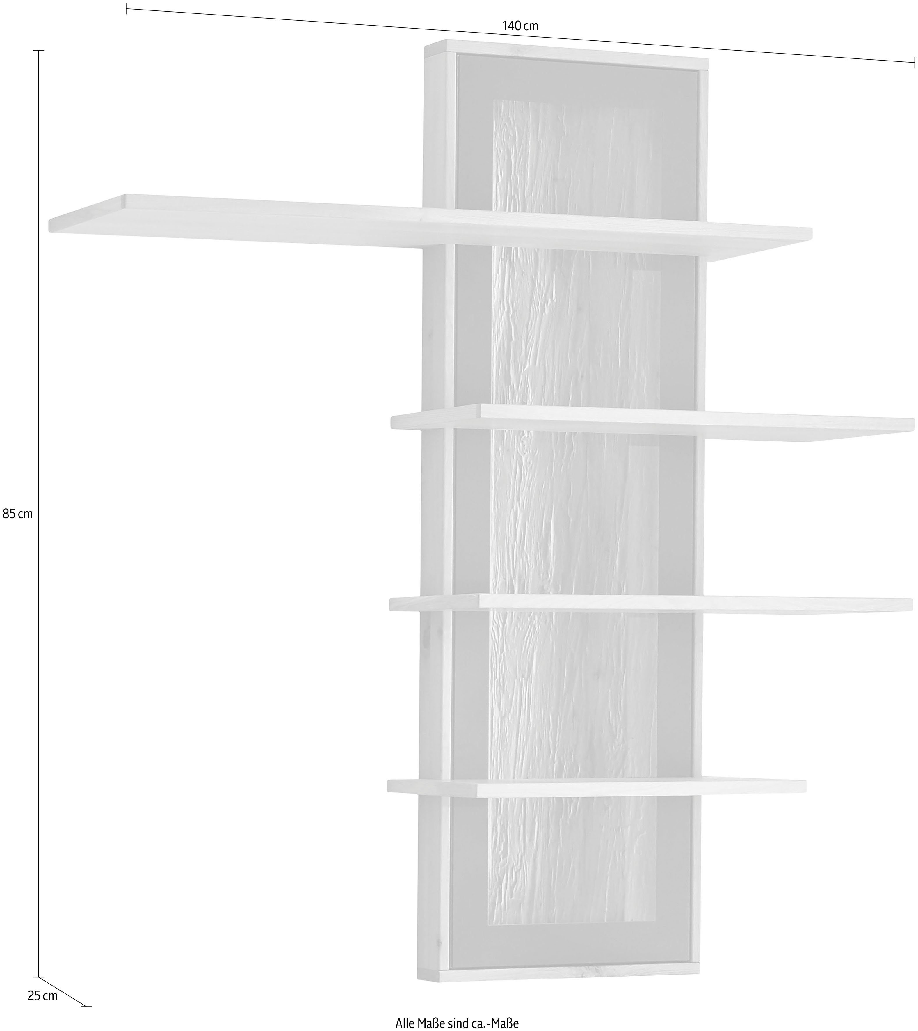 Musterring Rahmen in 1 Massivholz by Wandboard mit Ablageboden, M mit GALLERY LED-Beleuchtung, wahlweise Alan, branded