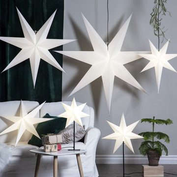 STAR TRADING LED Stern Papierstern Weihnachtsstern stehend 7-zackig 34cm E14 inkl. Kabel weiß