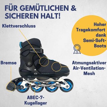 Best Sporting Inlineskates Inline Skates Erwachsene & Jugendliche I Rollschuhe Größe 37 - 41, Breitenverstellung bis 6 mm I robuste Inliner mit Bremse I blau