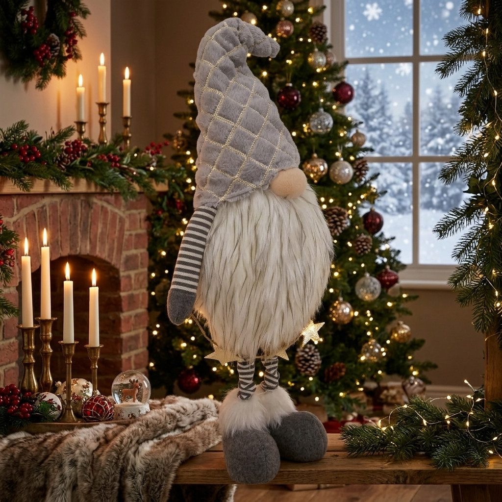 Home-trends24.de Wichtel Wichtel Goldstern Stelzenbein groß Deko Figur Weihnachten 100 cm – Bild 4 von 5