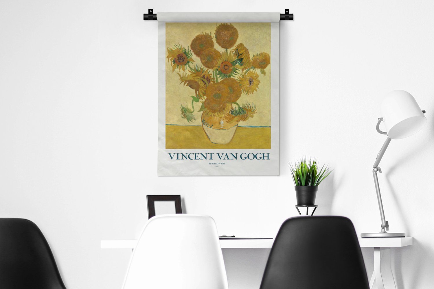 MuchoWow Wanddekoobjekt - Gemälde - Sonnenblumen Van Schlafzimmer an für Tapisserie, der - Wand, Wohnzimmer, Gogh Gelb, Deko