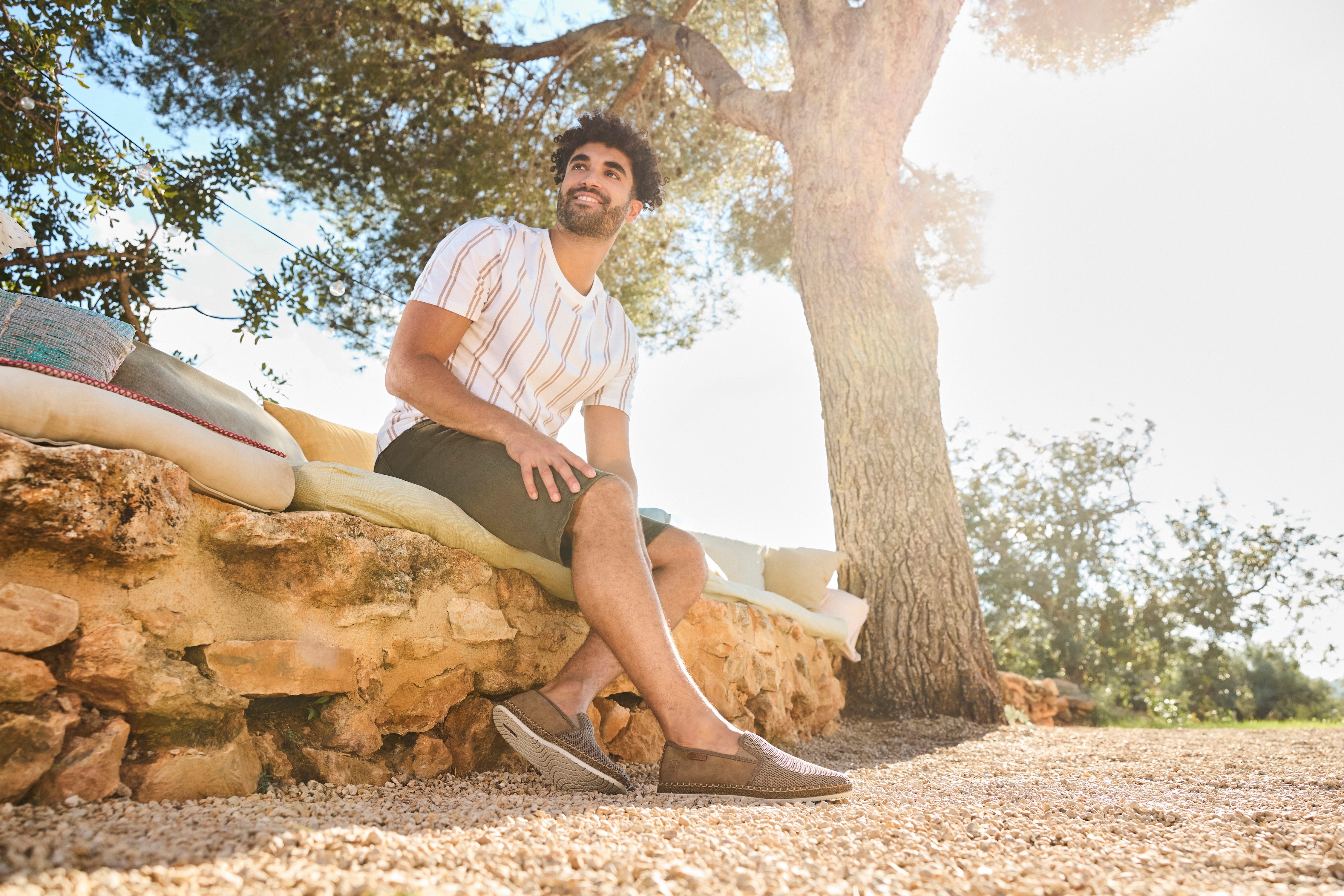 Rieker Espadrille Slipper, Strandschuh, Sommerschuh mit Stretcheinsätzen