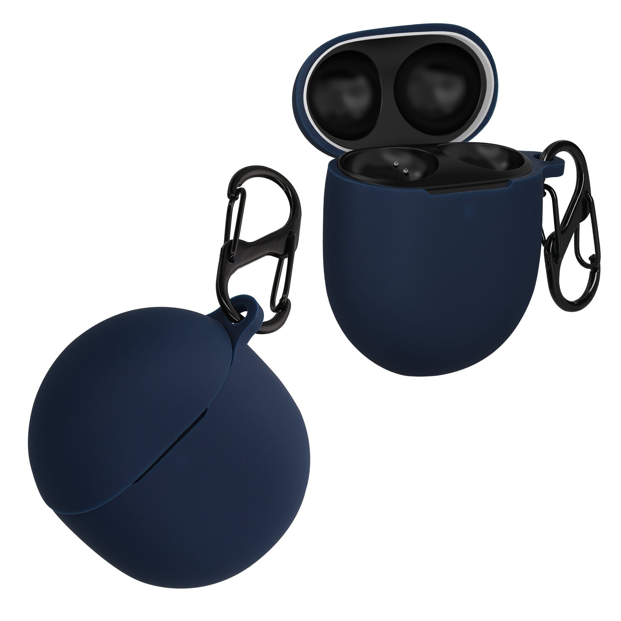 kwmobile Kopfhörer-Schutzhülle Schutzhülle für Google Pixel Buds Pro 2 / Pixel Buds Pro Hülle, TPU Silikon Case für Kopfhörer Ladecase stoßfestes Cover mit Karabiner