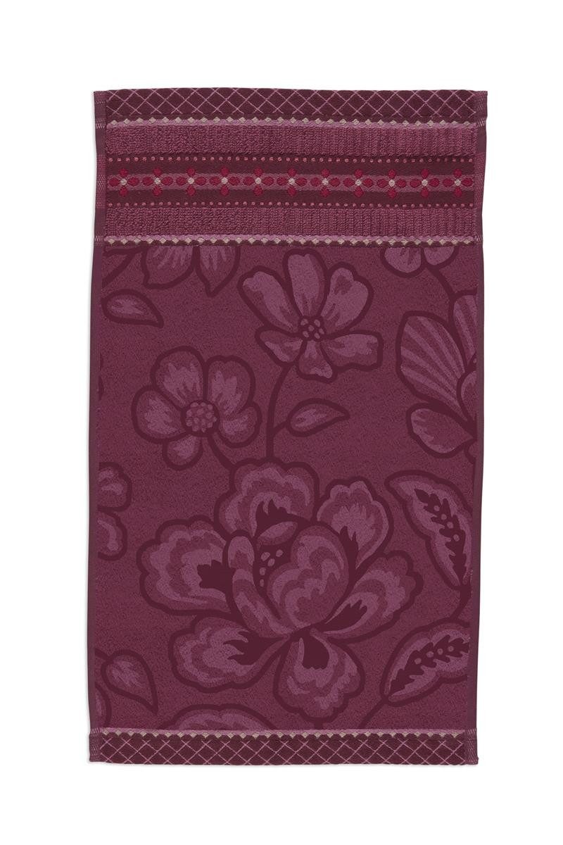 PiP Studio Gästehandtuch Jasmin Jaquard Gästehandtuch dark pink 30x50cm (1 Stück), 100% Baumwolle (325895)