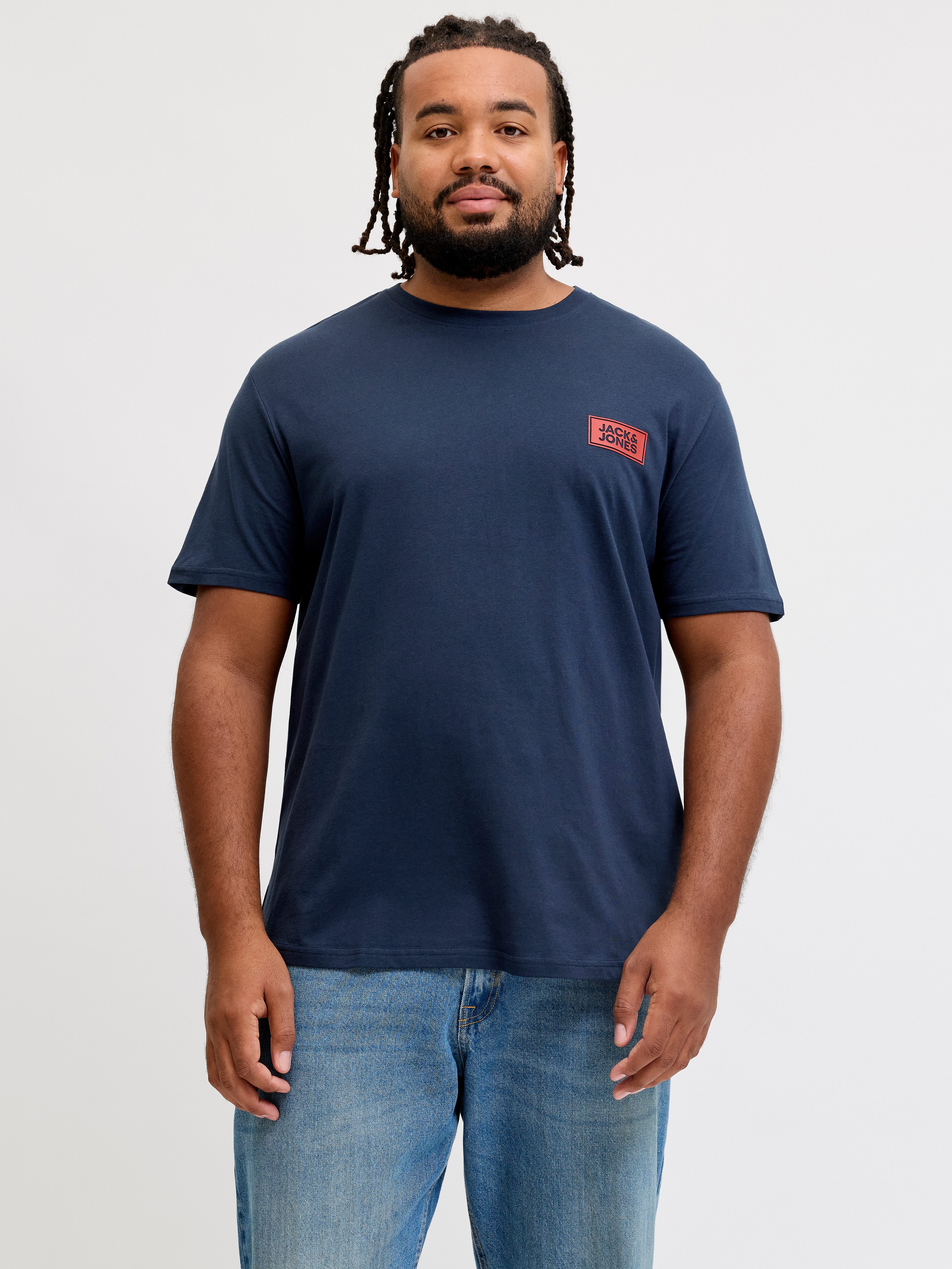 Jack & Jones PlusSize Rundhalsshirt JJRUSH TEE SS CREW NECK SN PLS Baumwolle, regular fit