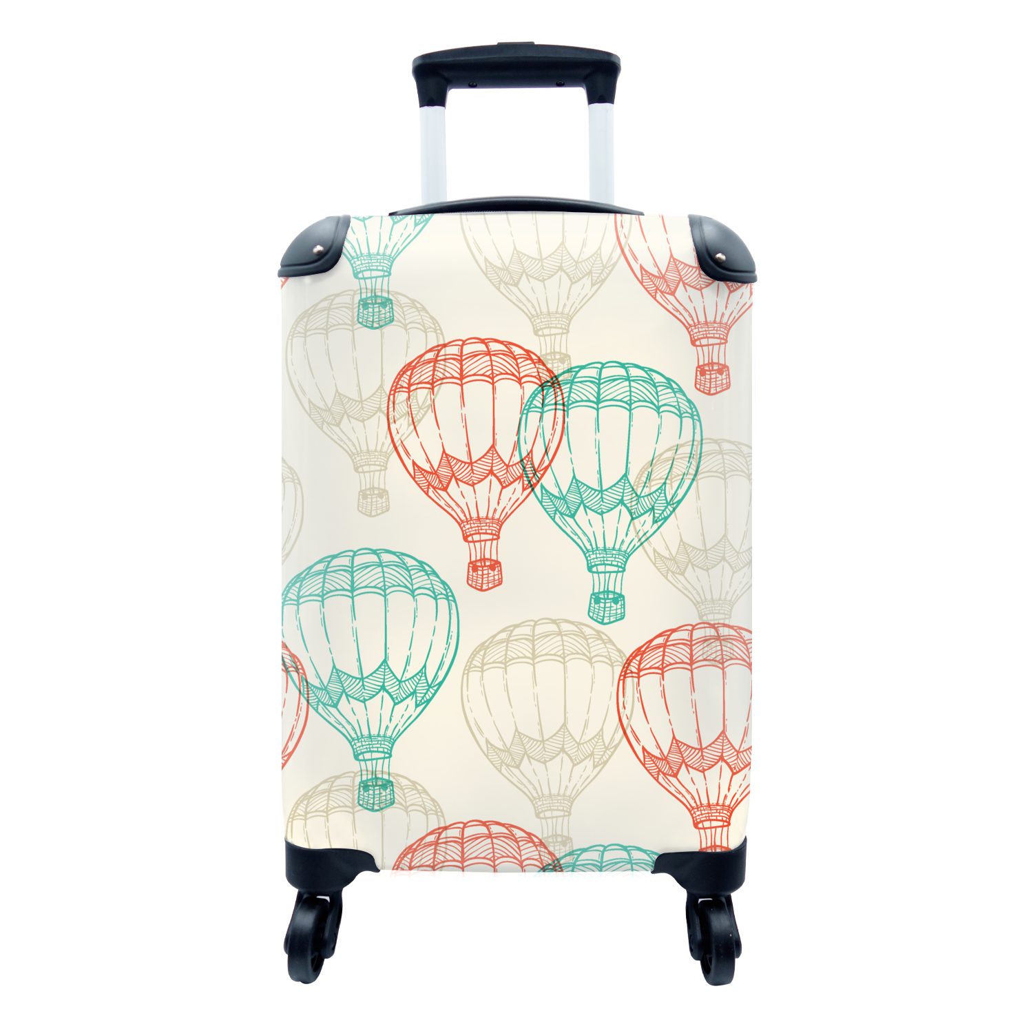 MuchoWow Handgepäckkoffer Vintage - Luftballon - Kind - Entwurf, 4 Rollen, Reisetasche mit rollen, Handgepäck für Ferien, Trolley, Reisekoffer
