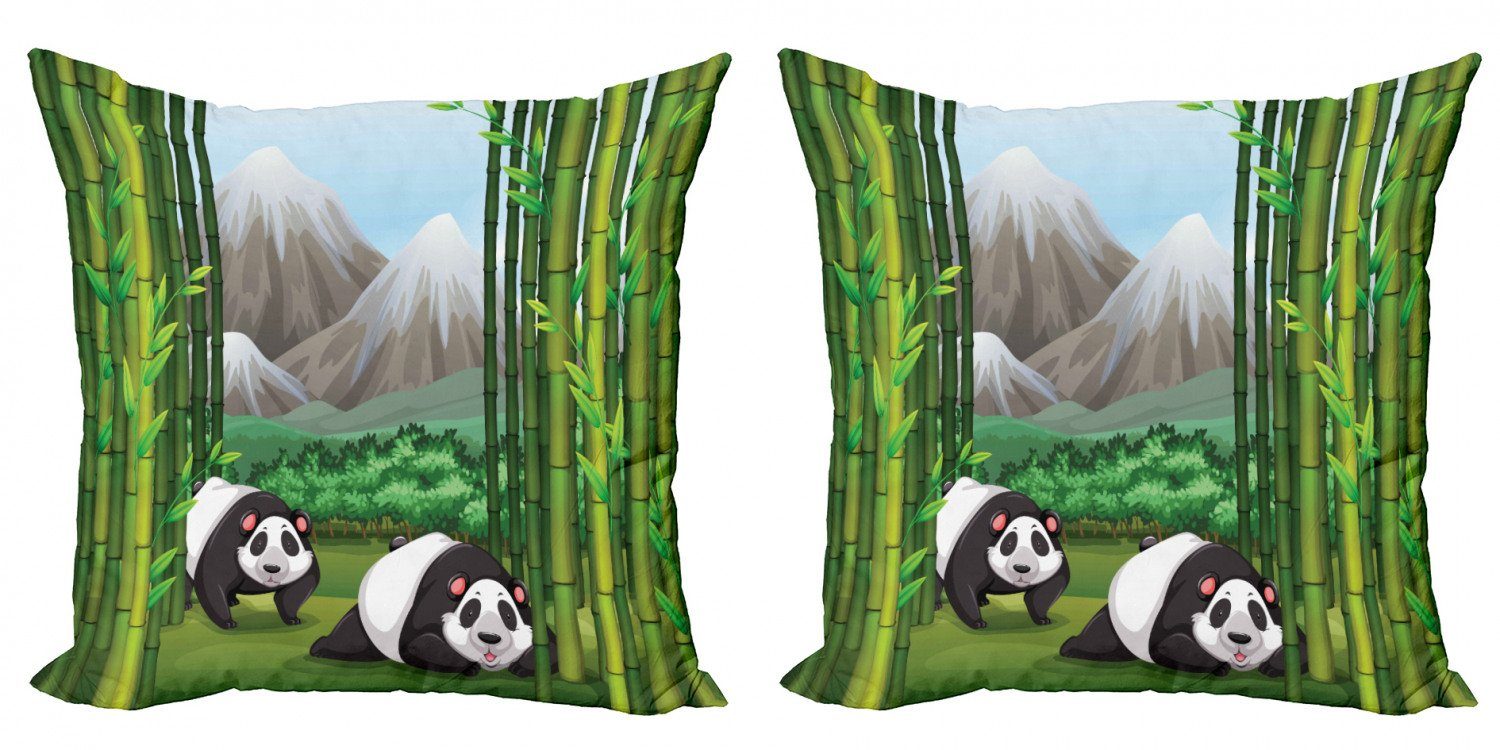 Kissenbezüge Modern Accent Doppelseitiger Digitaldruck, Abakuhaus (2 Stück), Bambus Panda-Bär Bäume Cartoon