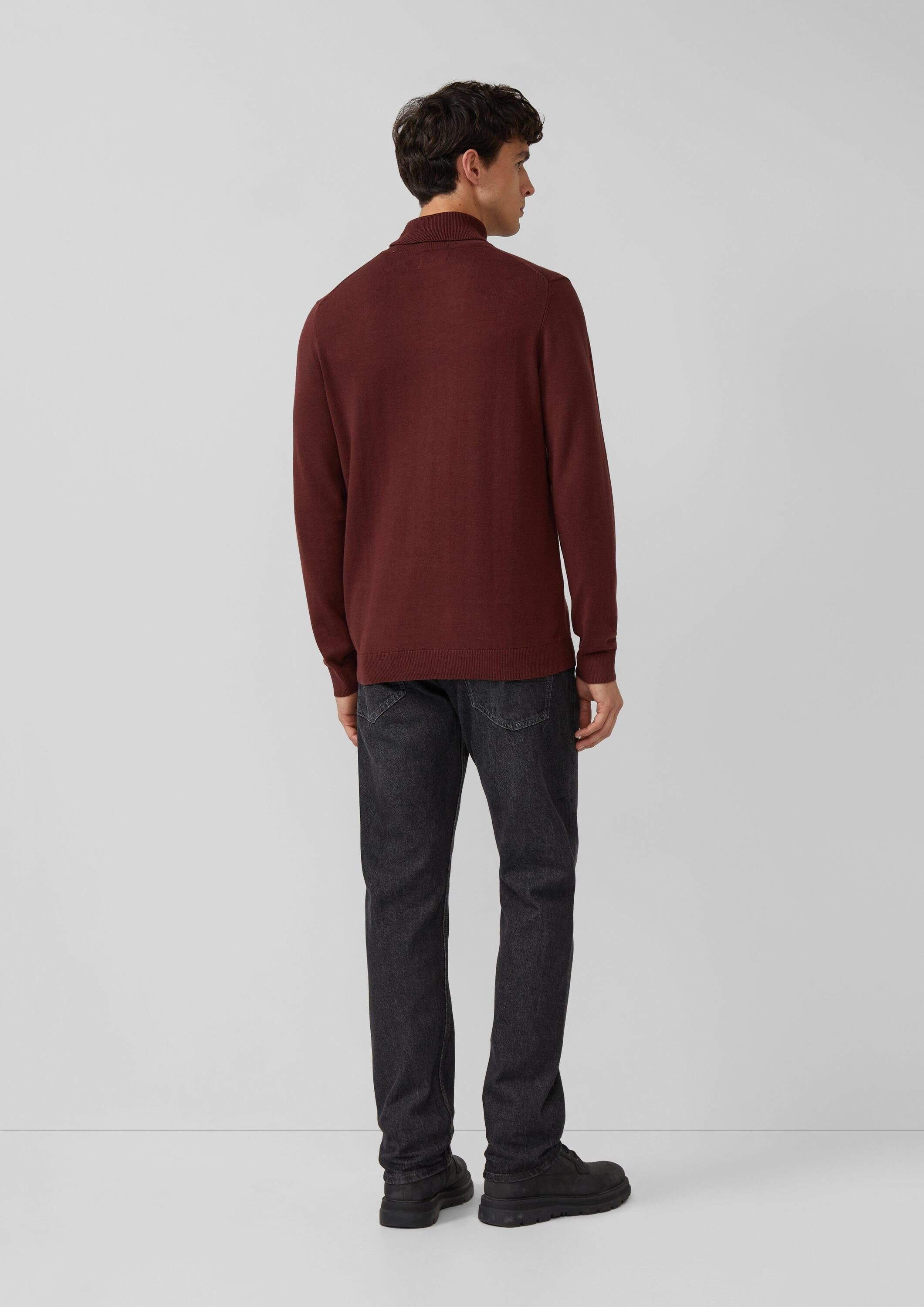 s.Oliver Longpullover Strickpullover Rollkragenpullover aus reiner Baumwolle