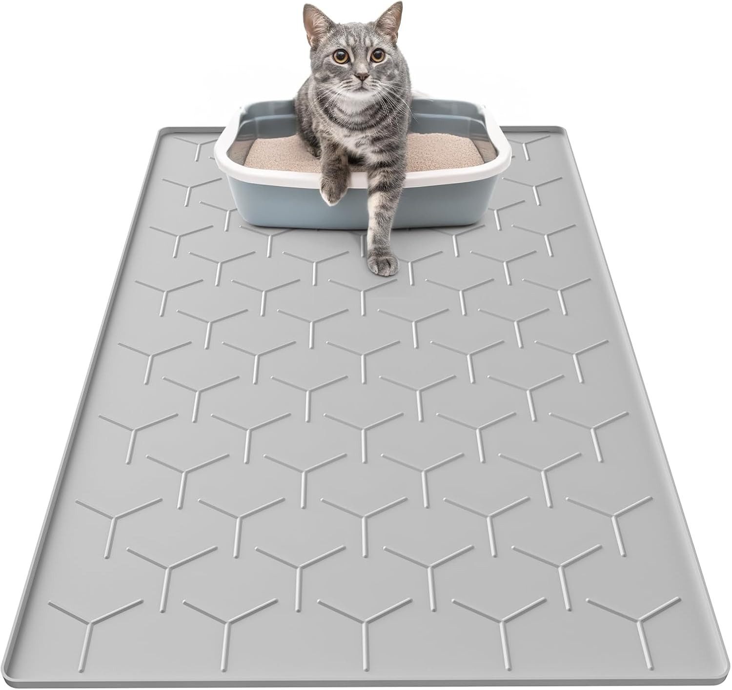 Ledander Katzenecktoilette Katzenklo Matte, 86x56cm Silikon Katzenstreu Matte Groß