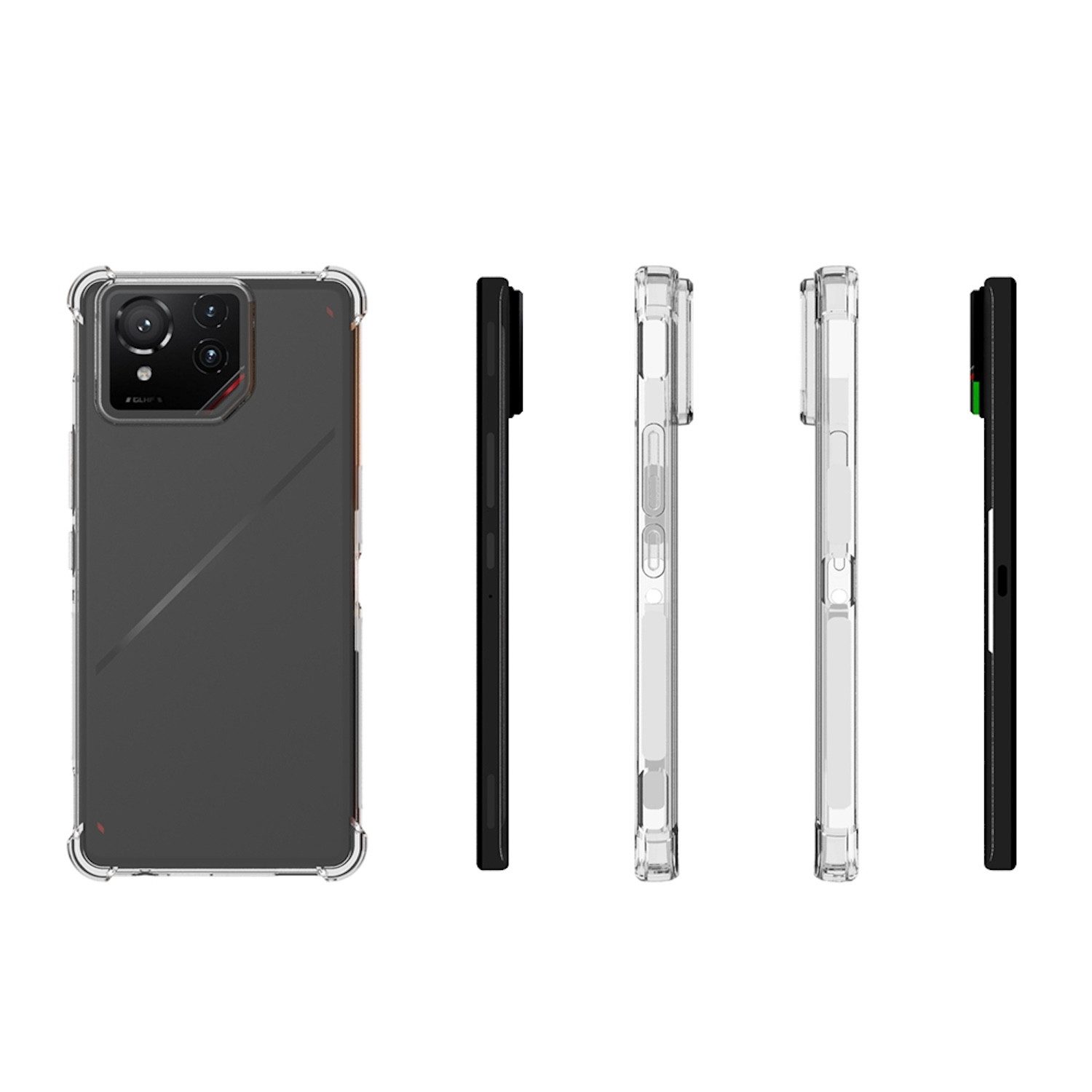 Wigento Handyhülle Für Asus ROG Phone 9 / 9 Pro Schock TPU Schutz Handy Hülle Transparent, Silikon TPU Handy Schutz Hülle verstärkte Ecken