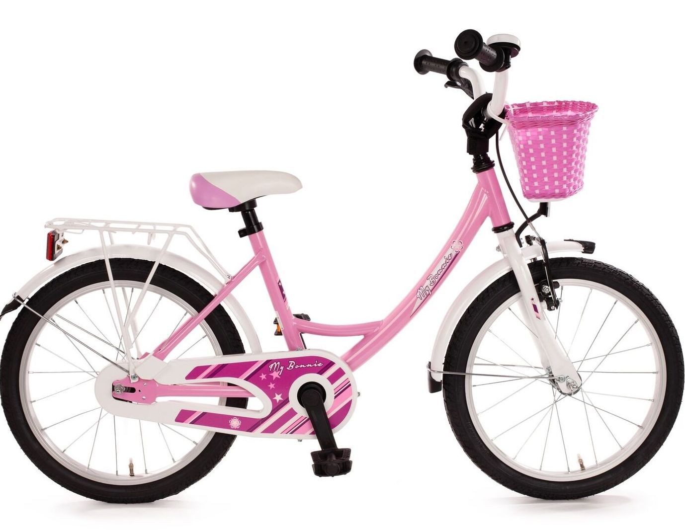 Bachtenkirch Kinderfahrrad ab 4 Jahre für Mädchen Pink Fahrrad Kinder 18 Zoll, Mit Rücktrittbremse