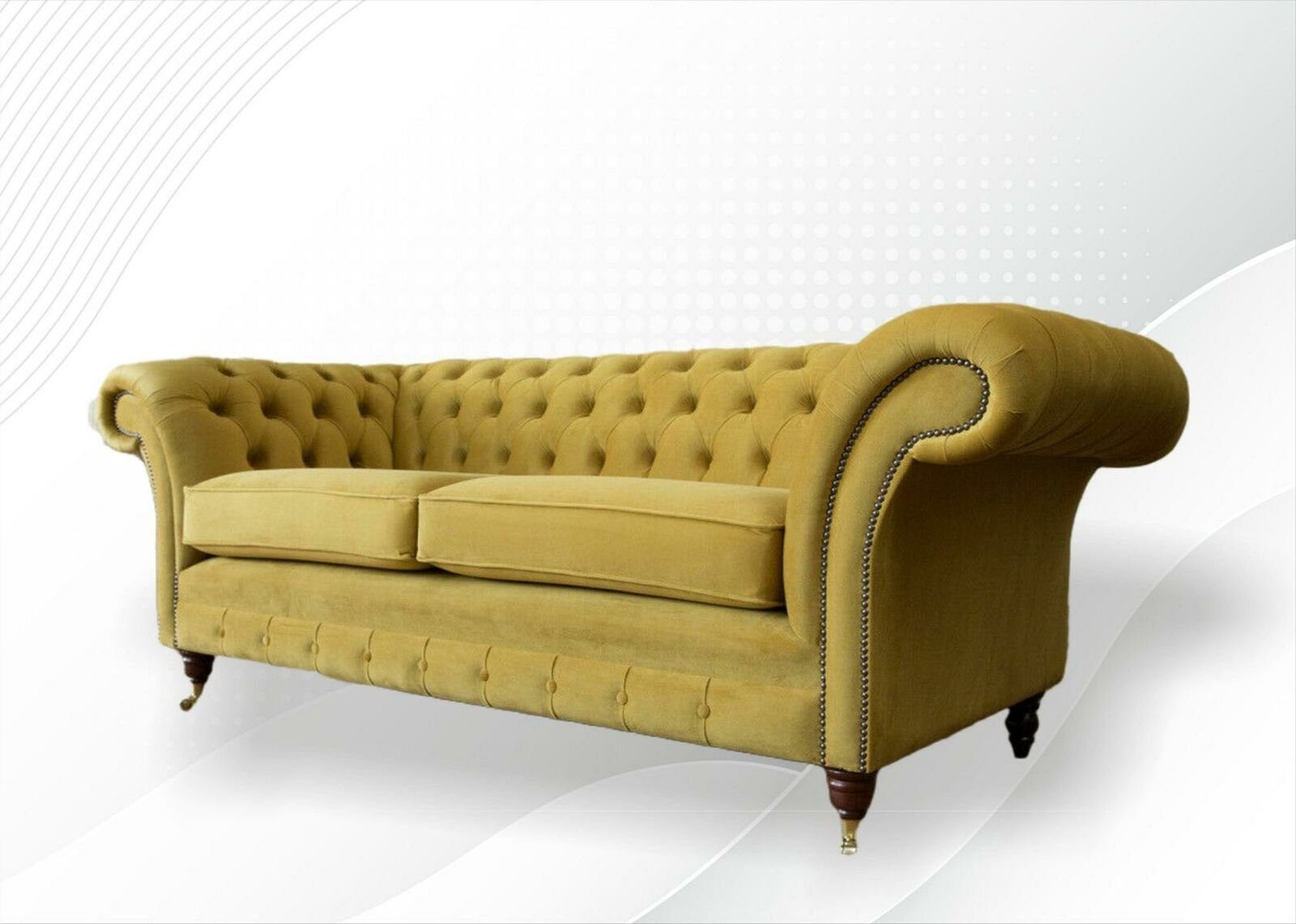 JVmoebel Chesterfield-Sofa Luxus grauer Chesterfield Gelb 3-er in Europe Modernes Design Sofa Made xxl Neu