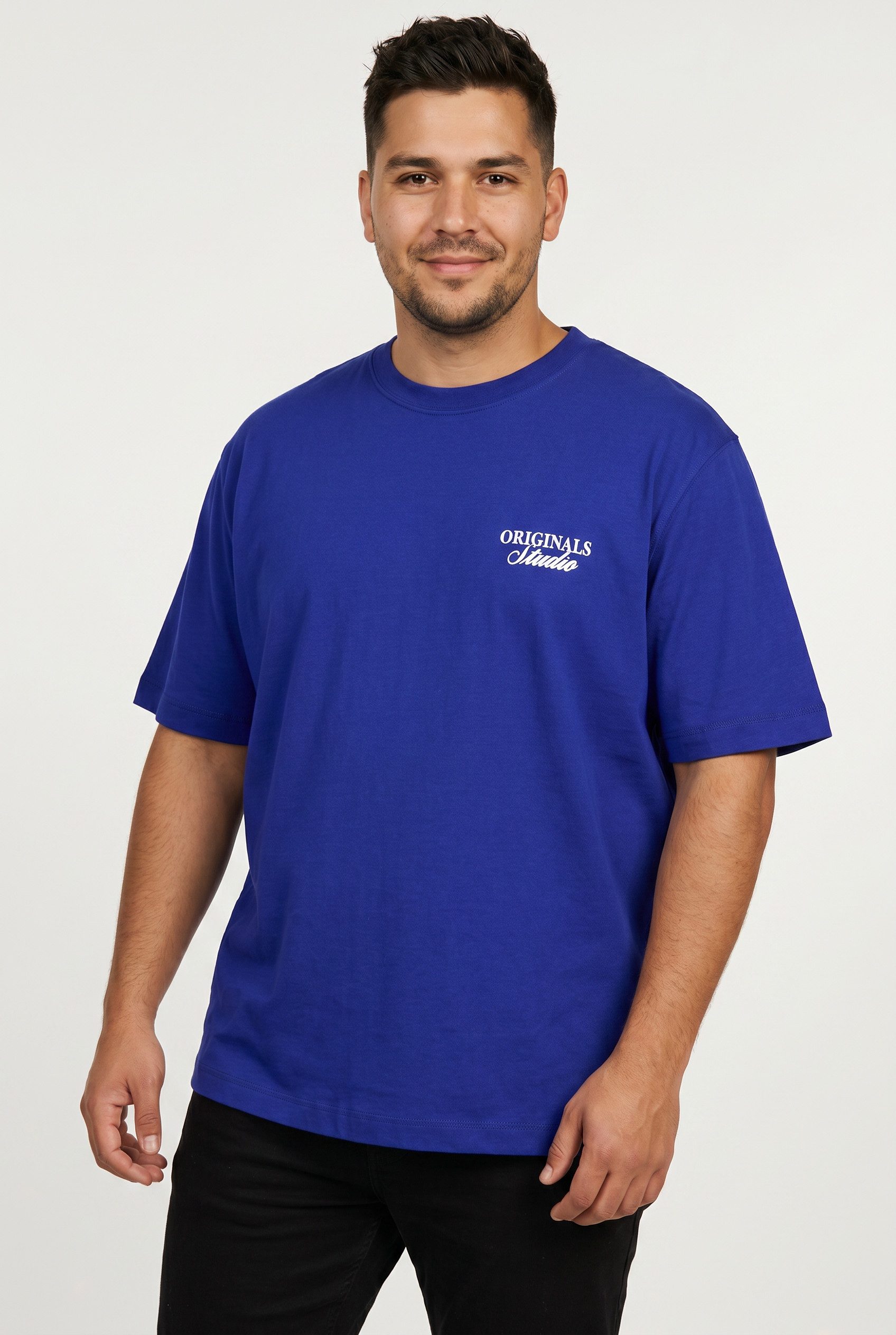 Jack & Jones PlusSize Kurzarmshirt JORNORREBRO TYPO TEE SS CREW NECK PLS Baumwolle, regular fit