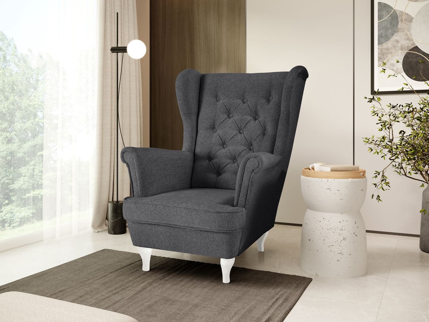 Beautysofa Ohrensessel Sessel FALCO Chesterfield Wohnzimmersessel günstig online kaufen