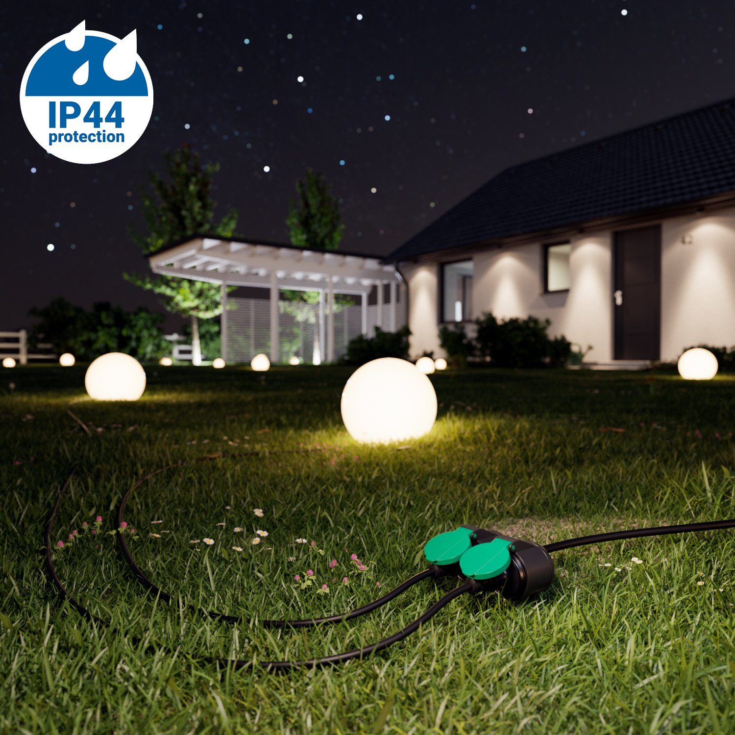 deleyCON deleyCON 10m Outdoor Verlängerungskabel Stromkabel Stecker zu 2x Stromkabel – Bild 4 von 5