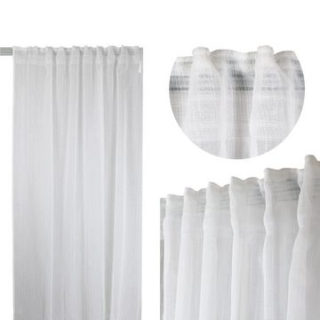 Gardine Vorhang Dekoschal Batist 140x245 cm halbtransparent weiß Kräuselband, Haus und Deko, Kräuselband (1 St), transparent, Polyester