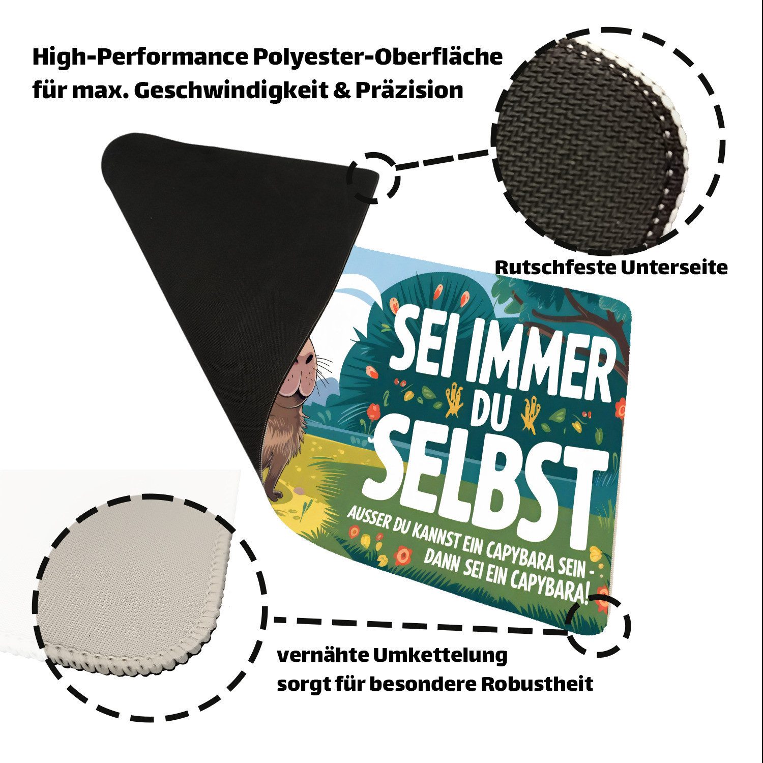 Thumbnail - speecheese Schreibtischunterlage Capybara Motivation Sei immer du selbst Schreibtischunterlage 69x31cm
