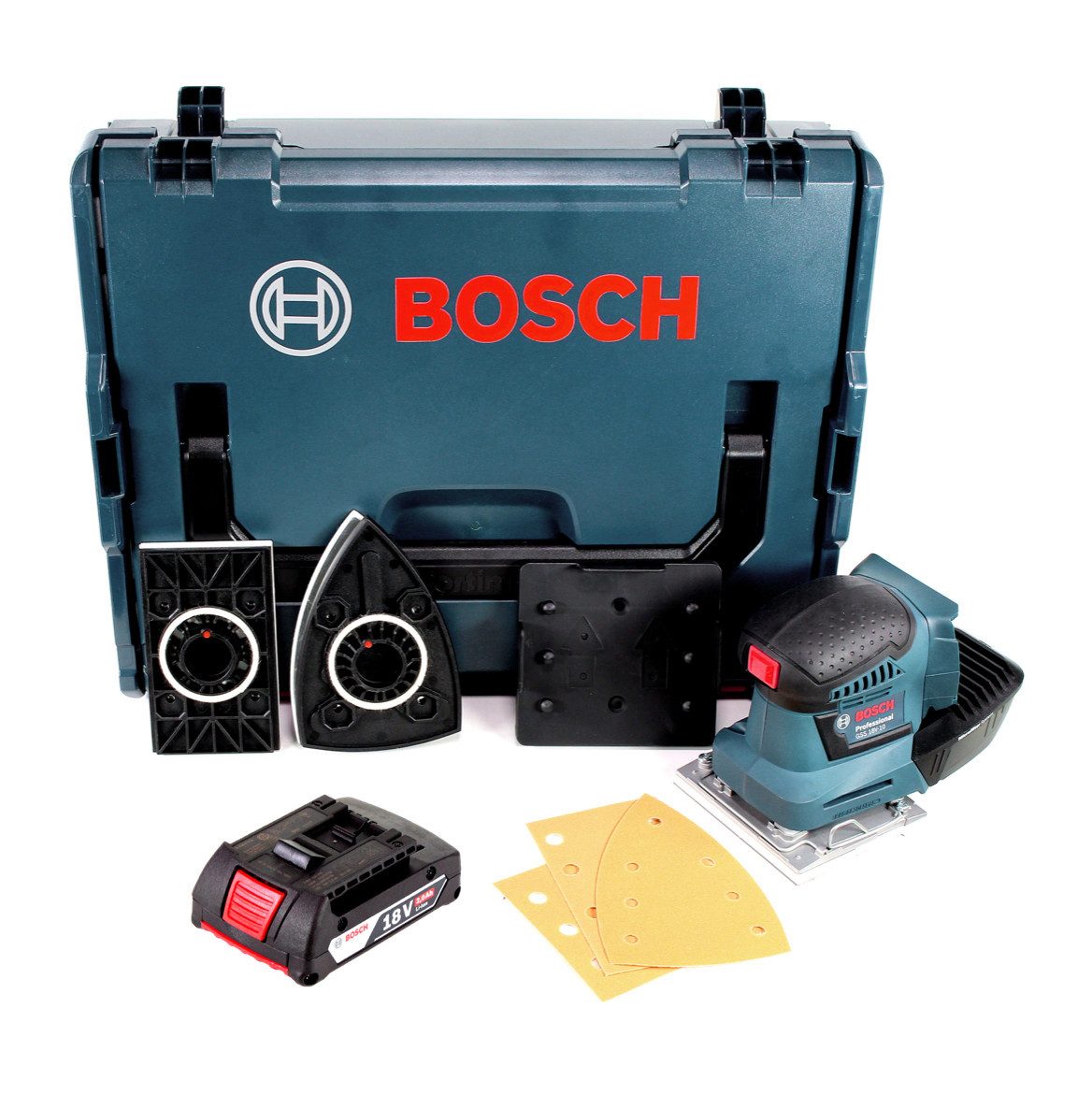Bosch Professional Akku-Schwingschleifer GSS 18V-10 Akku Schwingschleifer 18V + 1x Akku 2,0Ah + L-Boxx