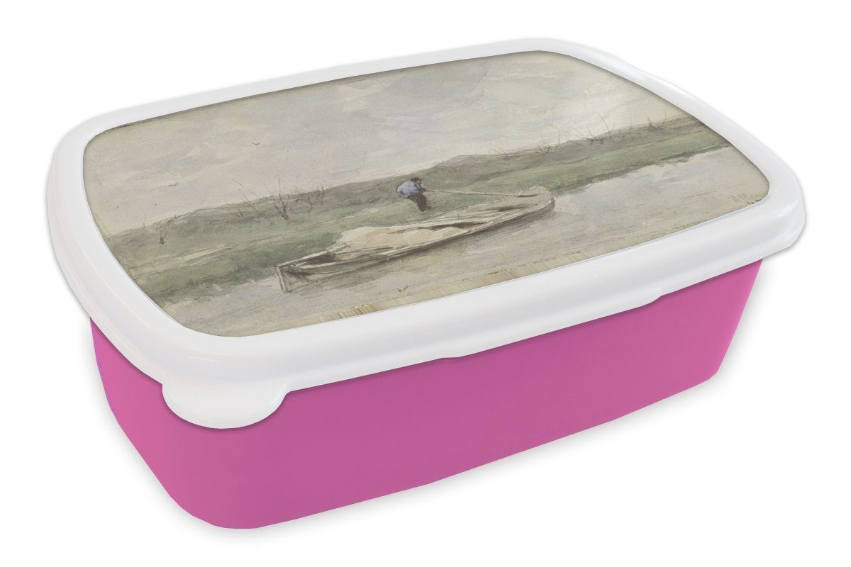 MuchoWow Lunchbox Sandkahn Kunststoff, Kunststoff Gemälde von für Brotdose Erwachsene, - Anton (2-tlg), Mädchen, Snackbox, rosa Mauve, Kinder, Brotbox
