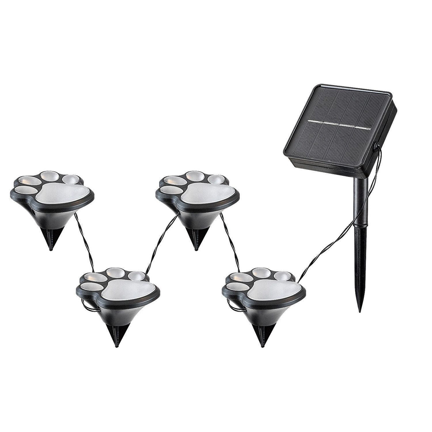 Rabalux LED Solarleuchte Gartenleuchten Wigry Hundepfote Pfötchen, warmweiß, 4 Stück, LED, IP44