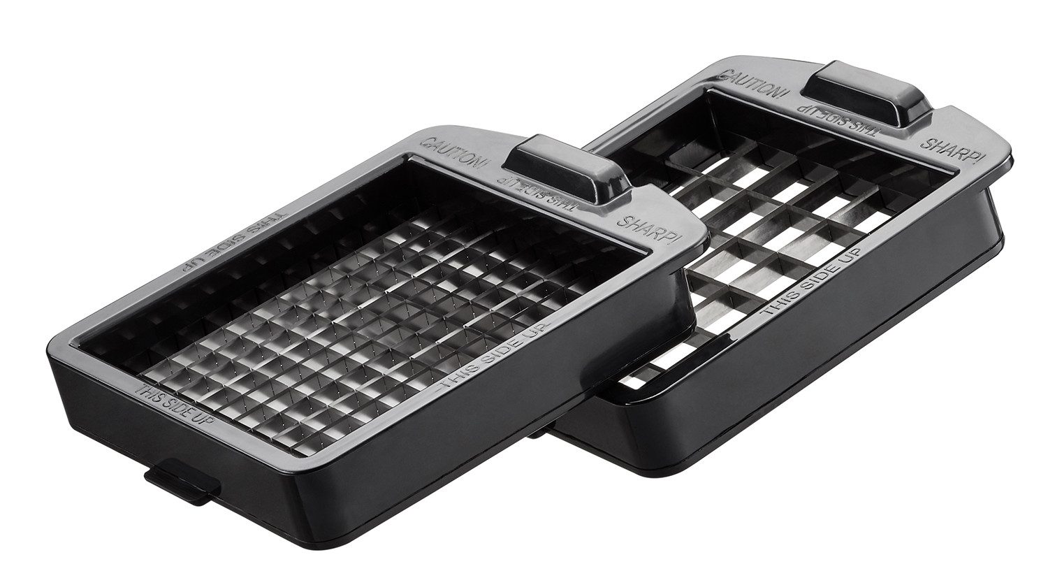 GEFU Zerkleinerer Würfel- und Stifteschneider + 3 Schneidgitter, Aufbewahrungsdeckel und Reinigungskamm inklusive