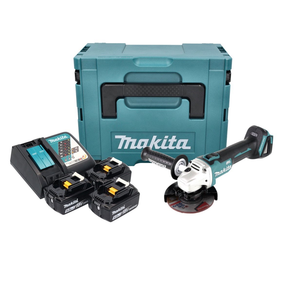 Thumbnail - Makita Winkelschleifer DGA 504 RT3J Akku Winkelschleifer 18 V 125 mm Brushless + 3x Akku 5,0