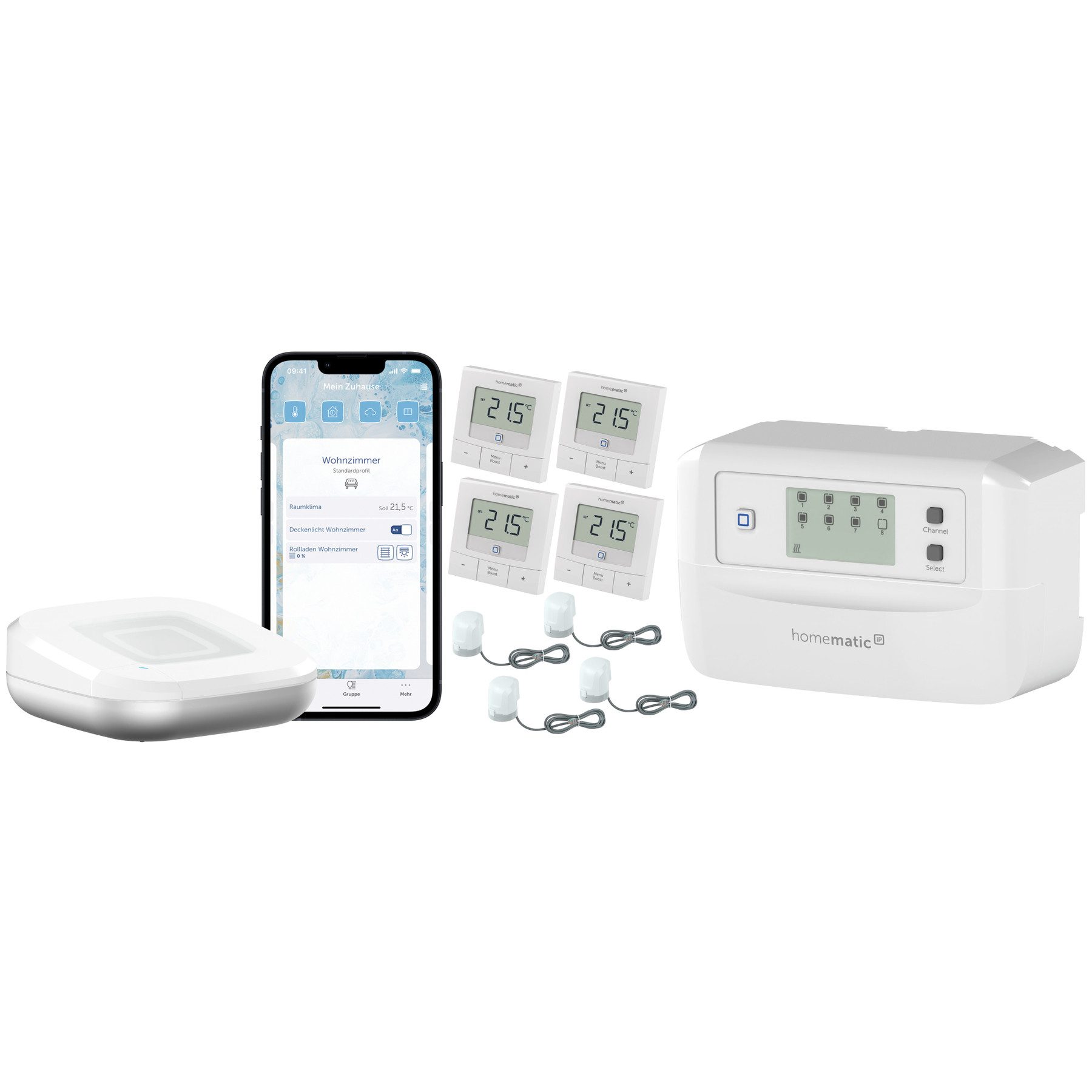 Homematic IP HOMEMATIC IP Starterset Fußbodenheizung für 4 Räume Smart-Home Starter-Set