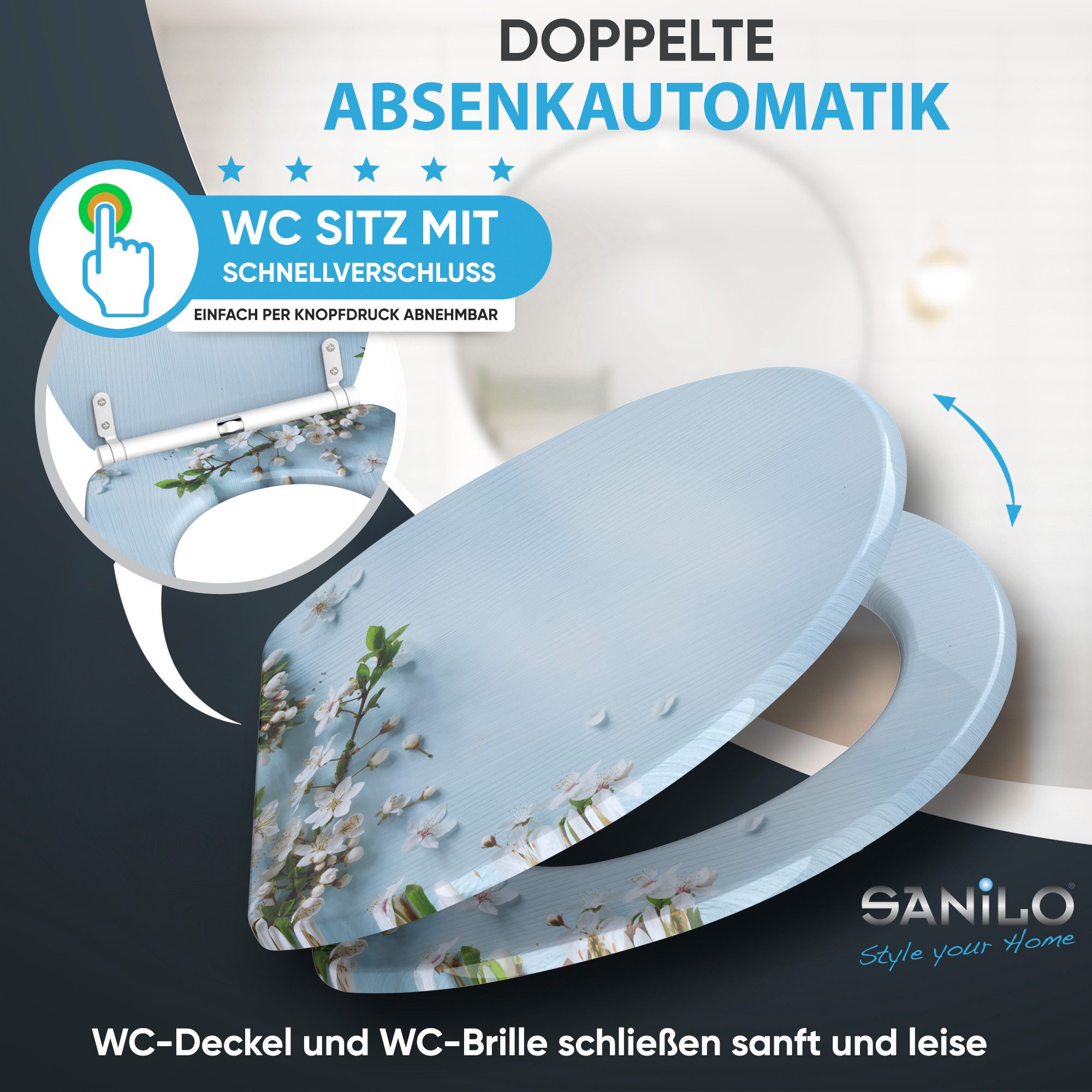 Sanilo WC-Sitz mit Absenkautomatik & Top Fix in vielen Designs, hochwertig, abnehmbar, leichte Montage von oben, mit Schraubenzieher – Bild 3 von 5