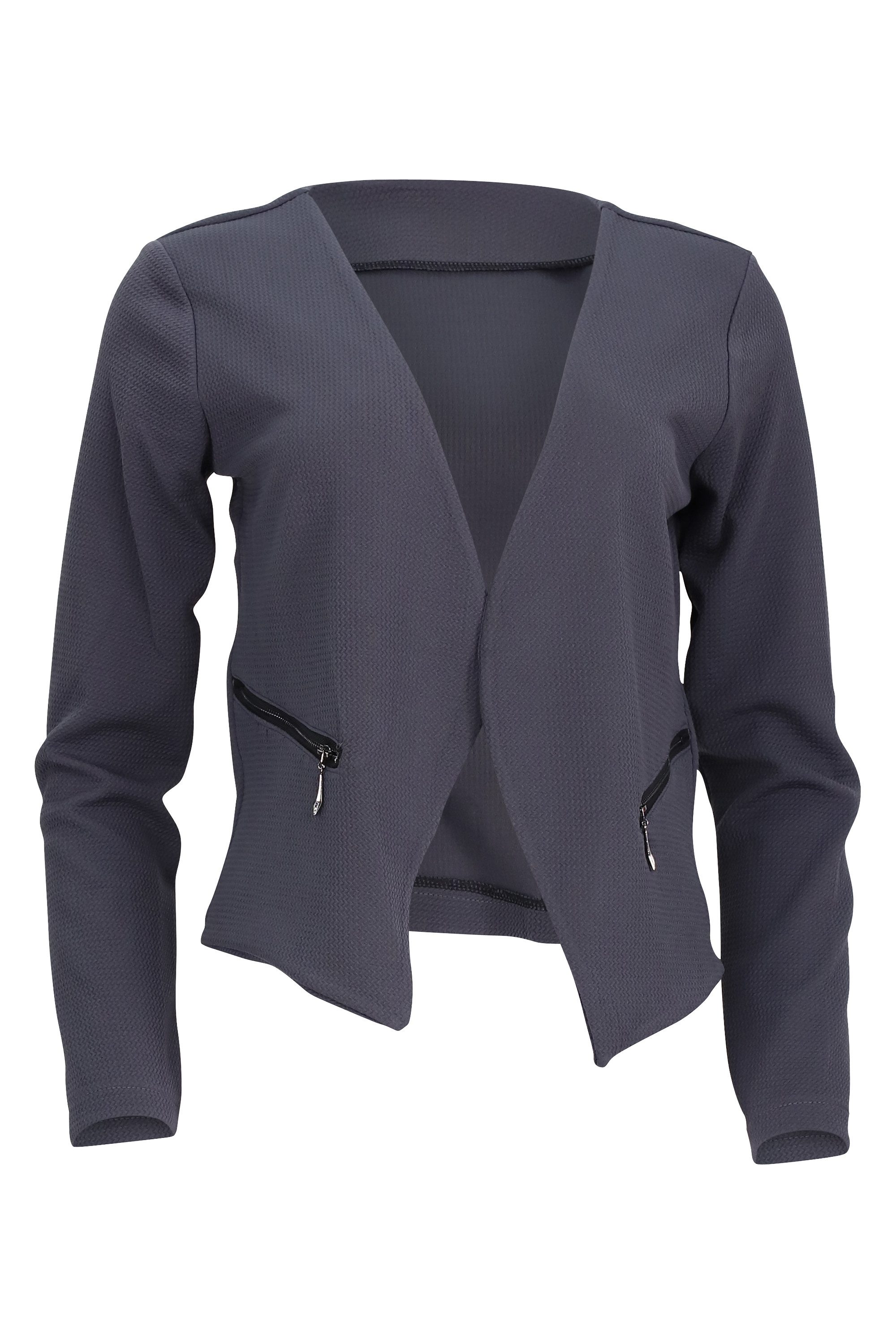 malito more than fashion Jackenblazer malito Damen Blazer ohne Kragen, Sakko im Basic Look, Kurzjacke mit Sweatblazer im Basic-Look
