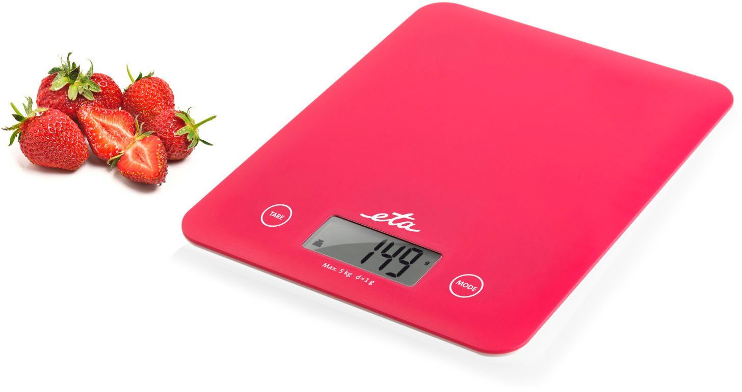 eta Küchenwaage ETA277790020 Lori pink, (1-tlg), bis 5kg, Genauigkeit 1g, LCD-Display, TARE
