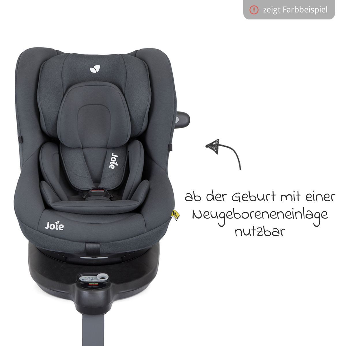 Joie Autokindersitz i-Spin 360 - Shale, Reboarder-Kindersitz ab Geburt-4 Jahre (40 cm-105 cm) mit Isofix-Basis