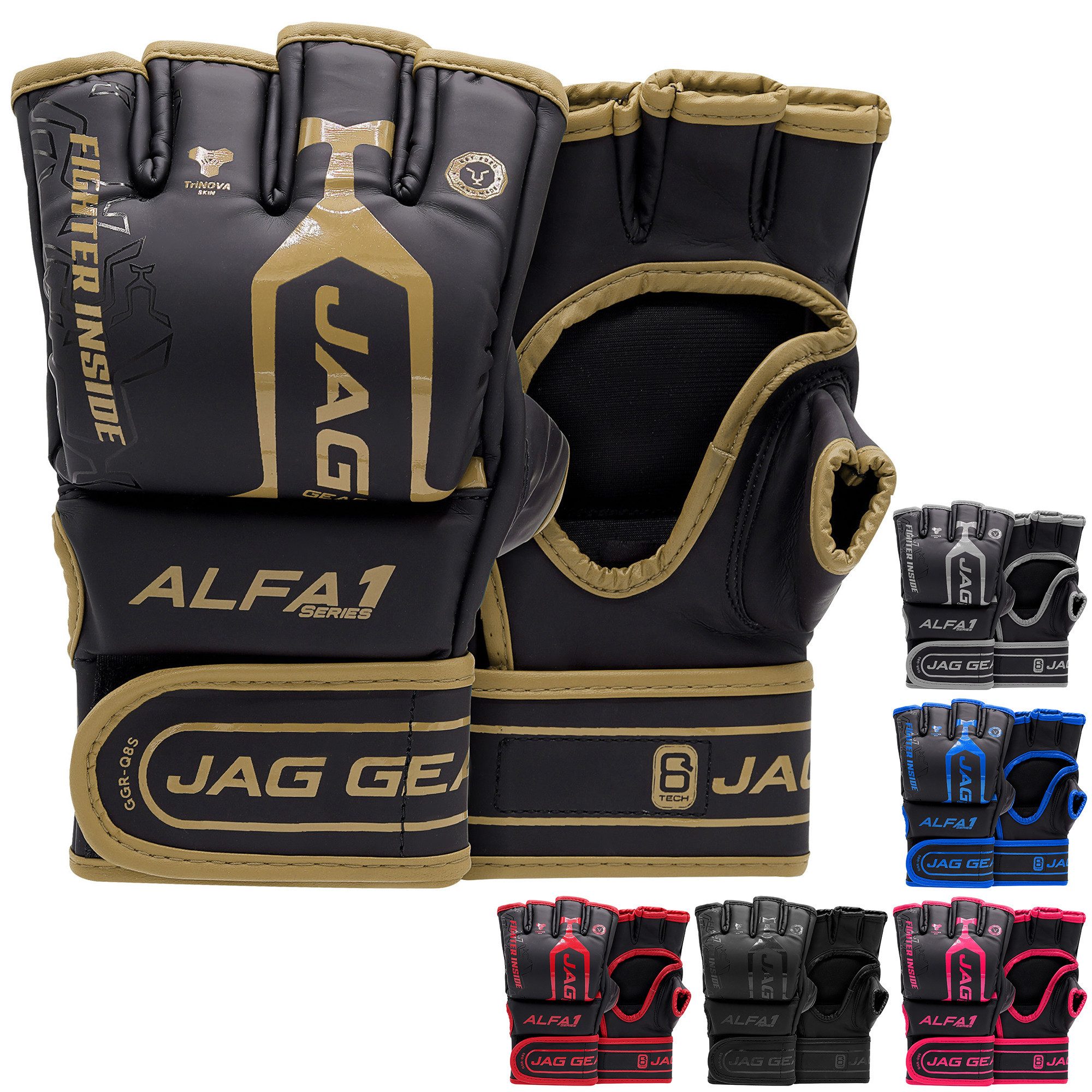 JAG GEARS MMA-Handschuhe MMA-Handschuhe Boxen Kickboxen Grappling und Sparring Handgelenkschutz (Set), Open-Palm MMA Gloves mit High-Density Knöchel- & Handschutz
