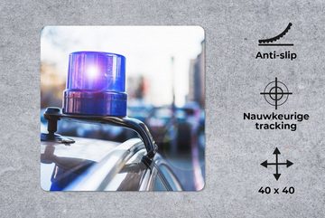 MuchoWow Gaming Mauspad Blinklicht von einem Polizeiauto zu einem Zivilfahrzeug (1-St), Mousepad mit Rutschfester Unterseite, Gaming, 40x40 cm, XXL, Großes