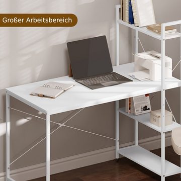 Woltu Schreibtisch (1-St), PC Tisch aus Holz und Stahl, mit Ablagen