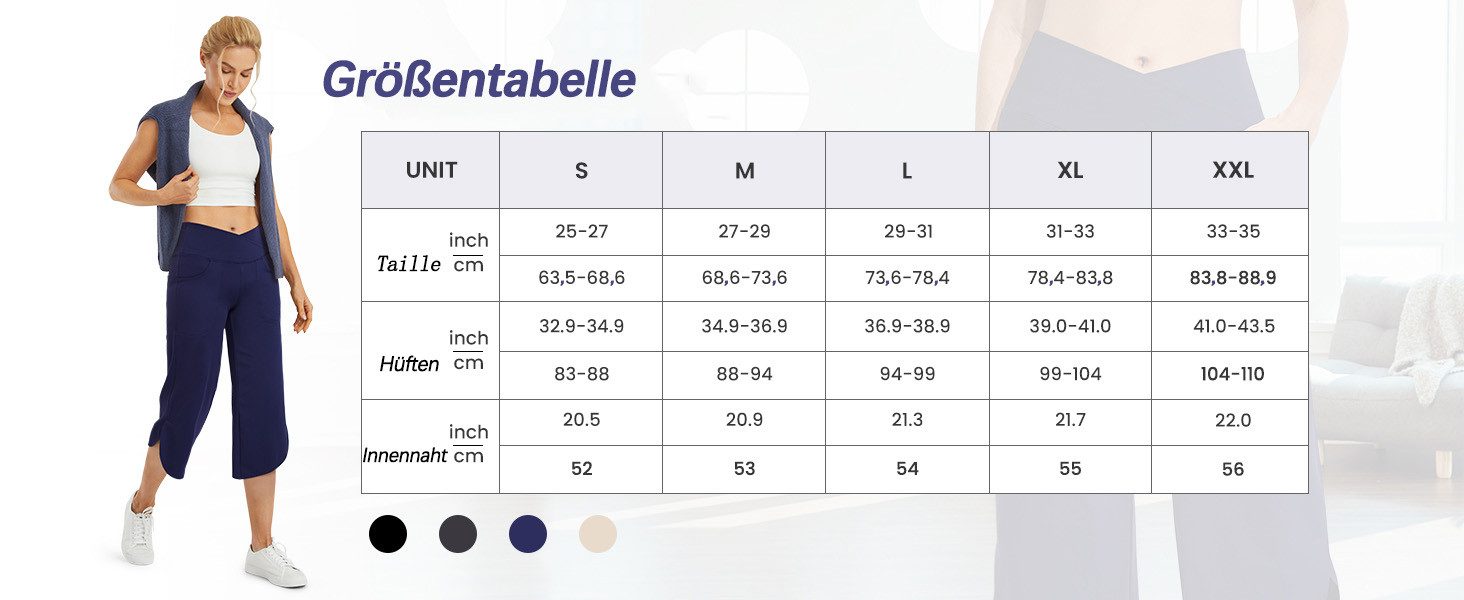 G4Free Yogahose Damen Weites Bein Caprihose High Waist 3/4 Straighthose Som günstig online kaufen